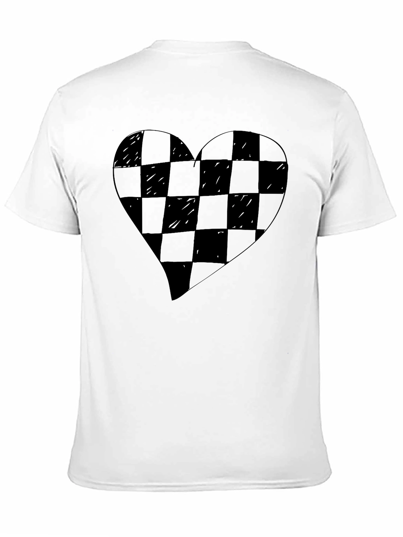 Checkered Heart Graphic Tee - Modern Style