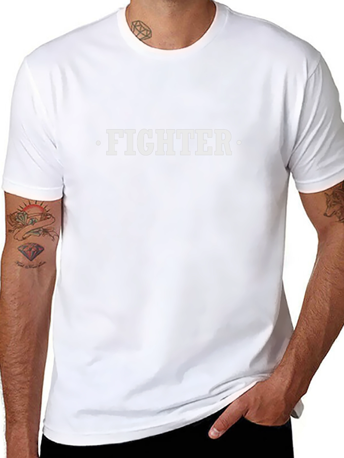Fighter Graphic Tee - Black Cotton T-Shirt
