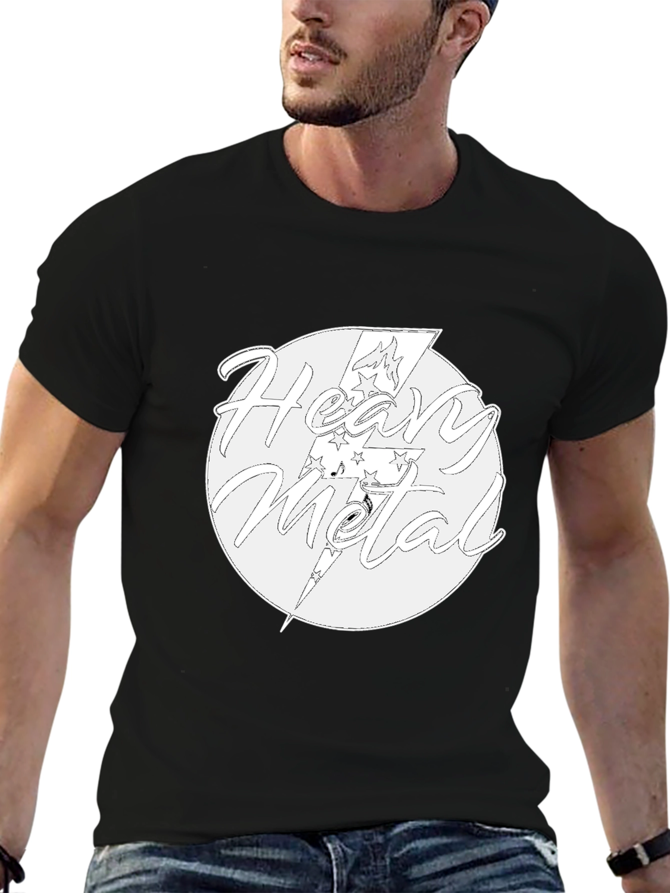 Heavy Metal Graphic Print Black T-Shirt