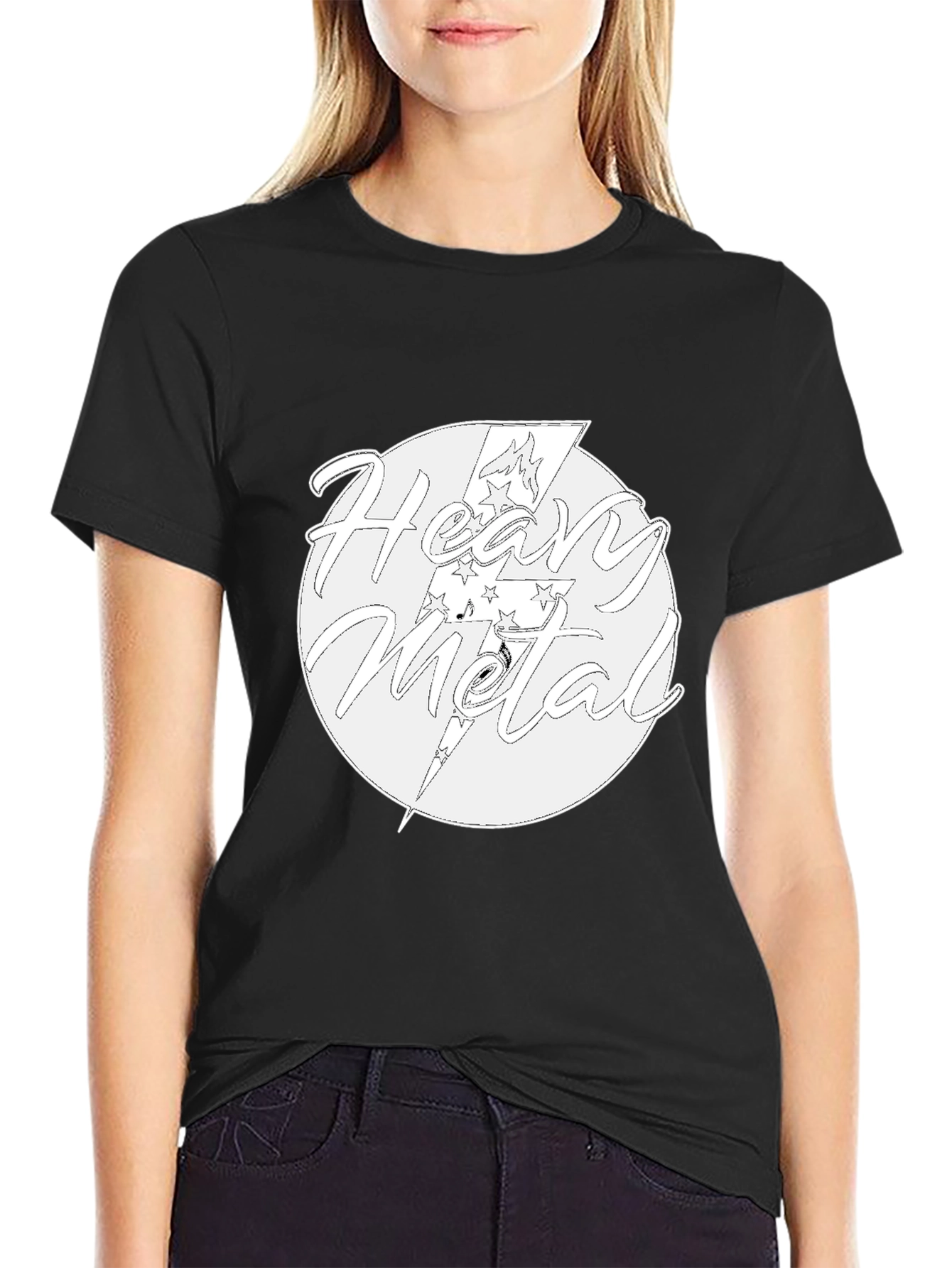 Heavy Metal Graphic Print Black T-Shirt