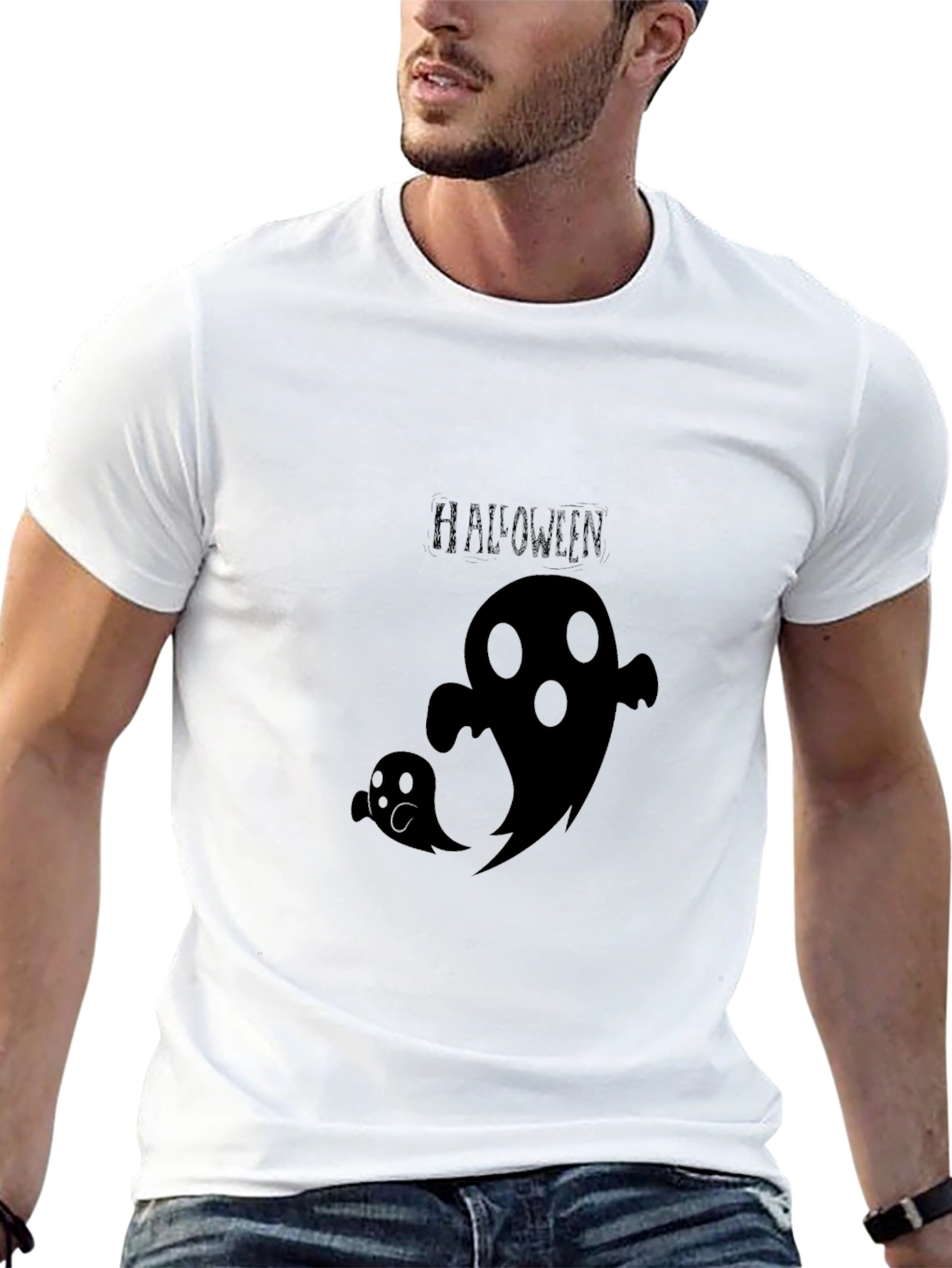 Halloween Ghost Graphic Tee - Spooky Season Shirt