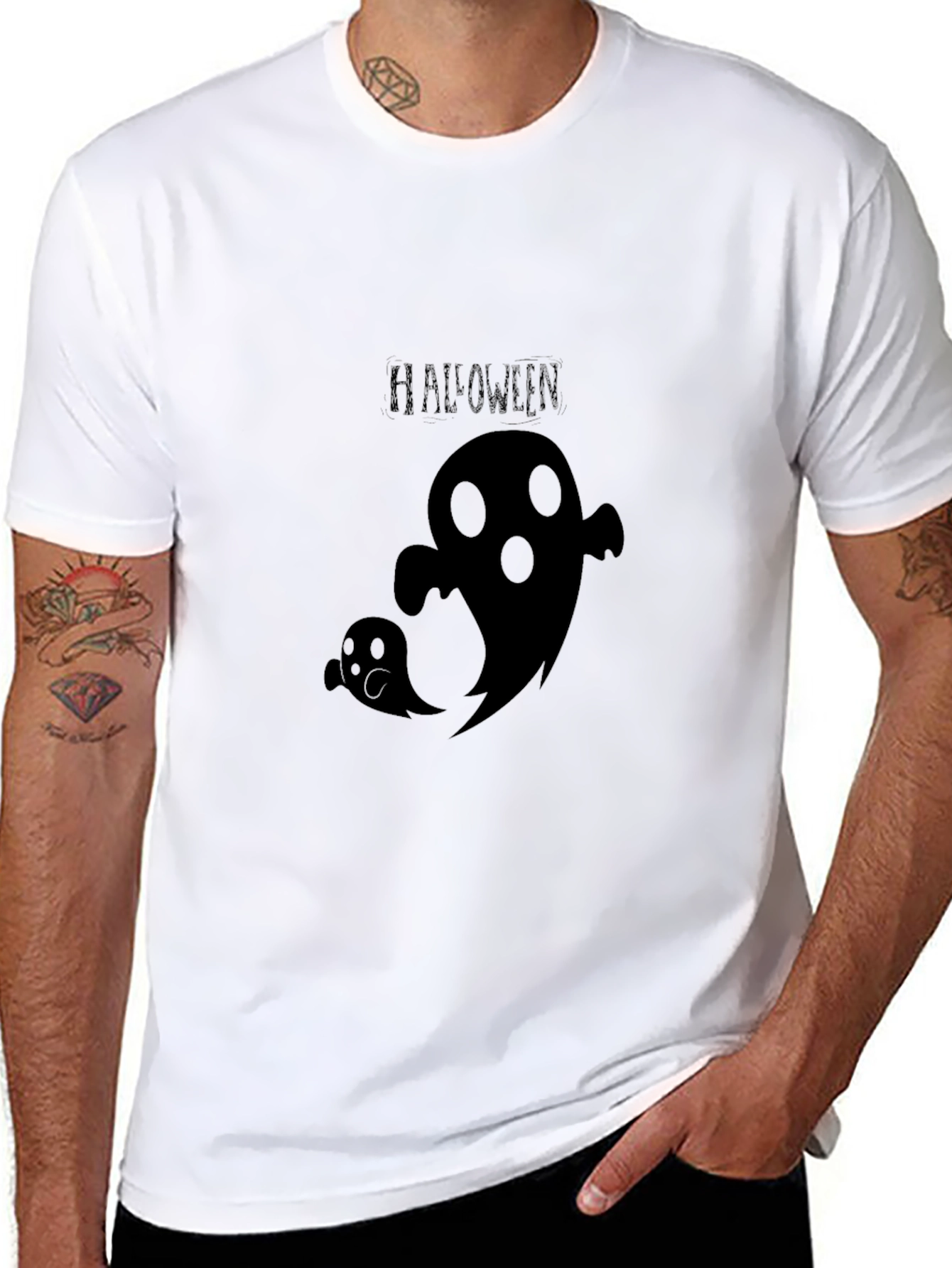 Halloween Ghost Graphic Tee - Spooky Season Shirt