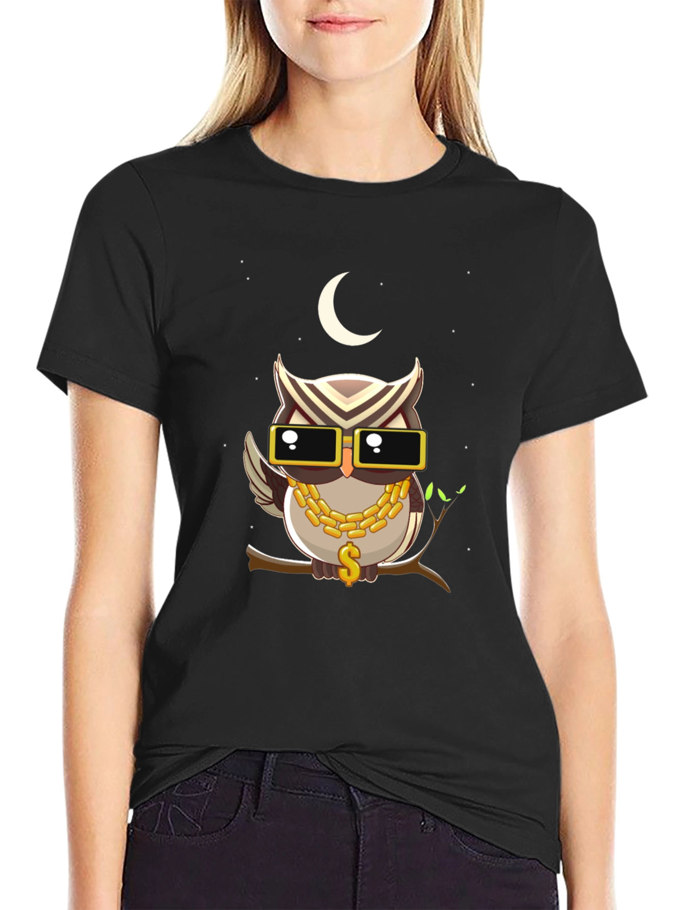Cool Owl Graphic Tee - Mens Black T-Shirt