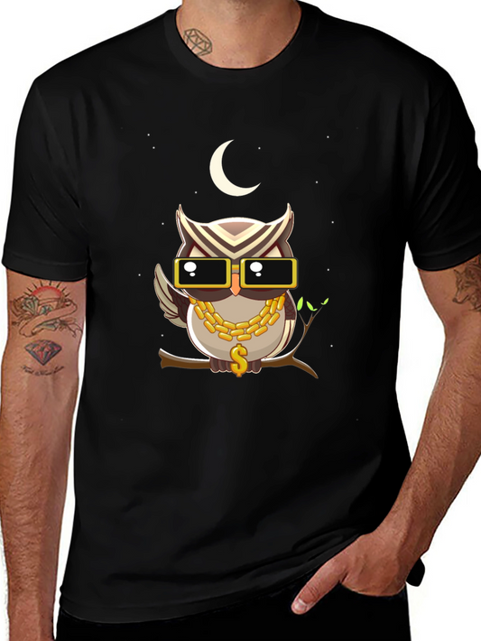 Cool Owl Graphic Tee - Mens Black T-Shirt