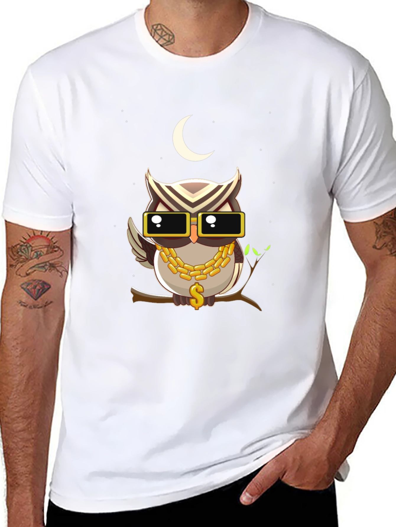 Cool Owl Graphic Tee - Mens Black T-Shirt