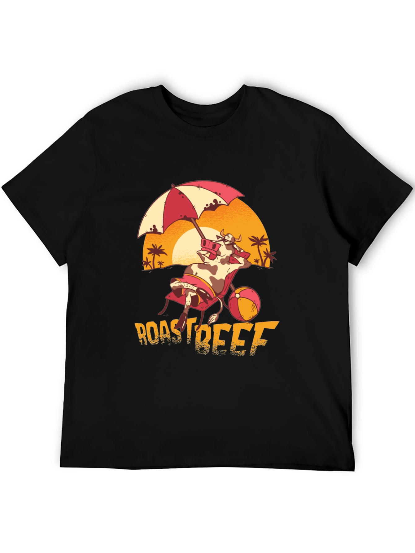 Roast Beef Beach Cow Black T-Shirt