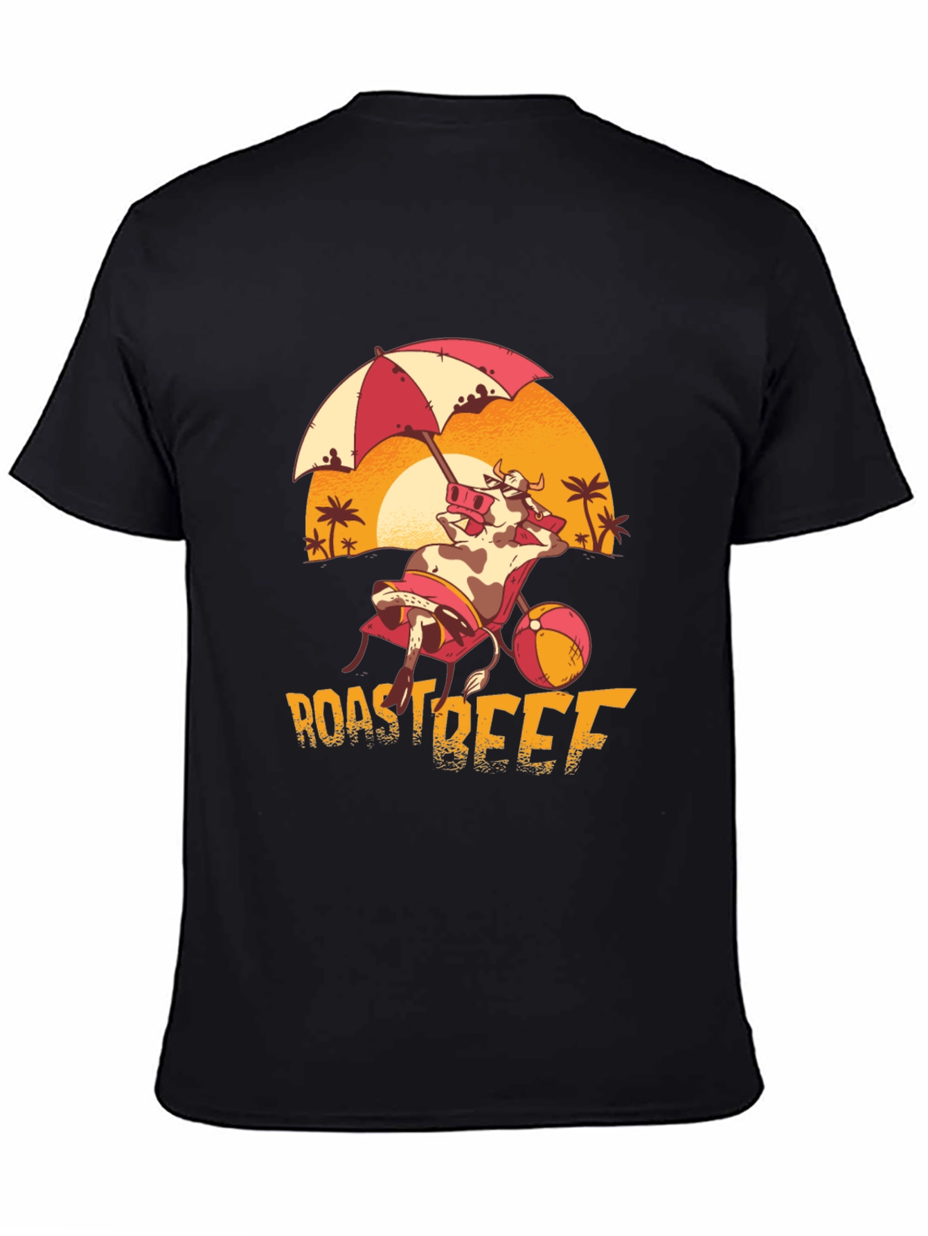 Roast Beef Beach Cow Black T-Shirt