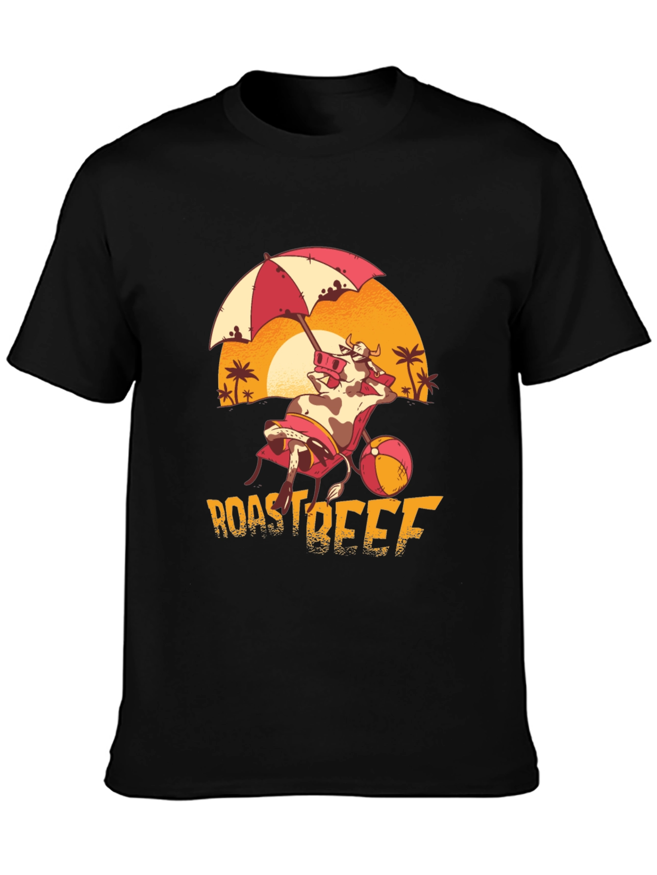 Roast Beef Beach Cow Black T-Shirt