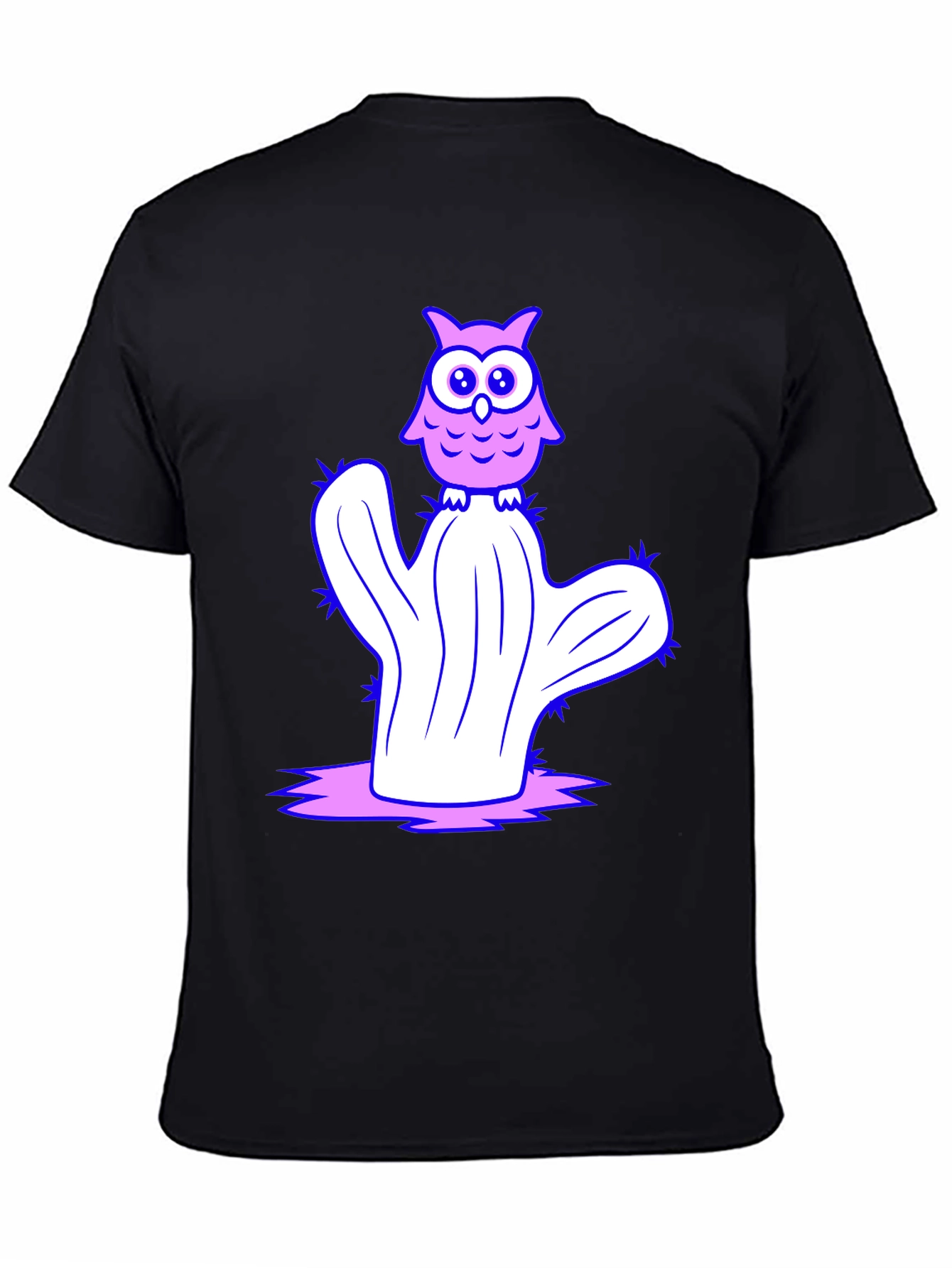 Owl on Cactus Graphic T-Shirt - Black