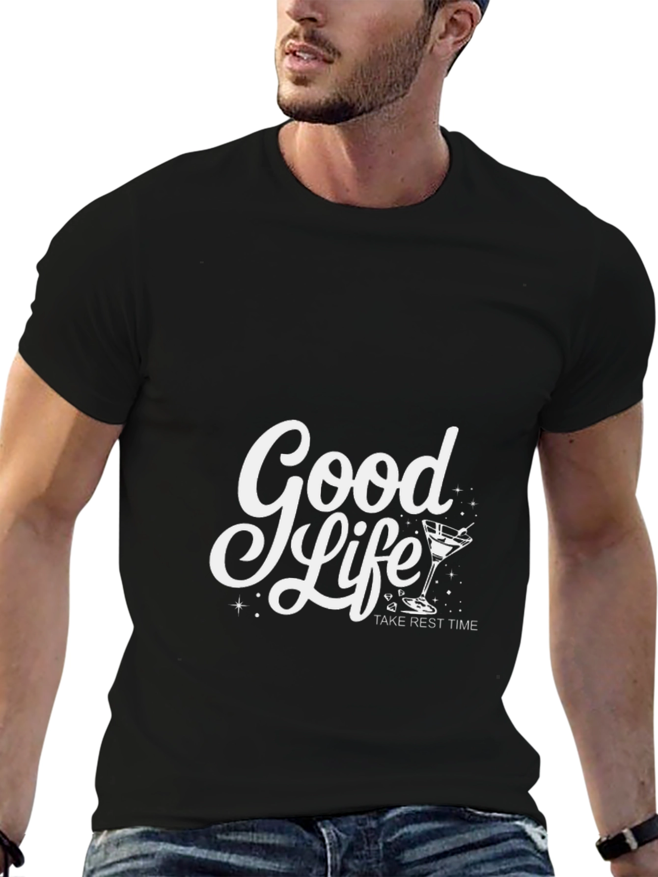 Good Life Take Rest Time Black Graphic Tee