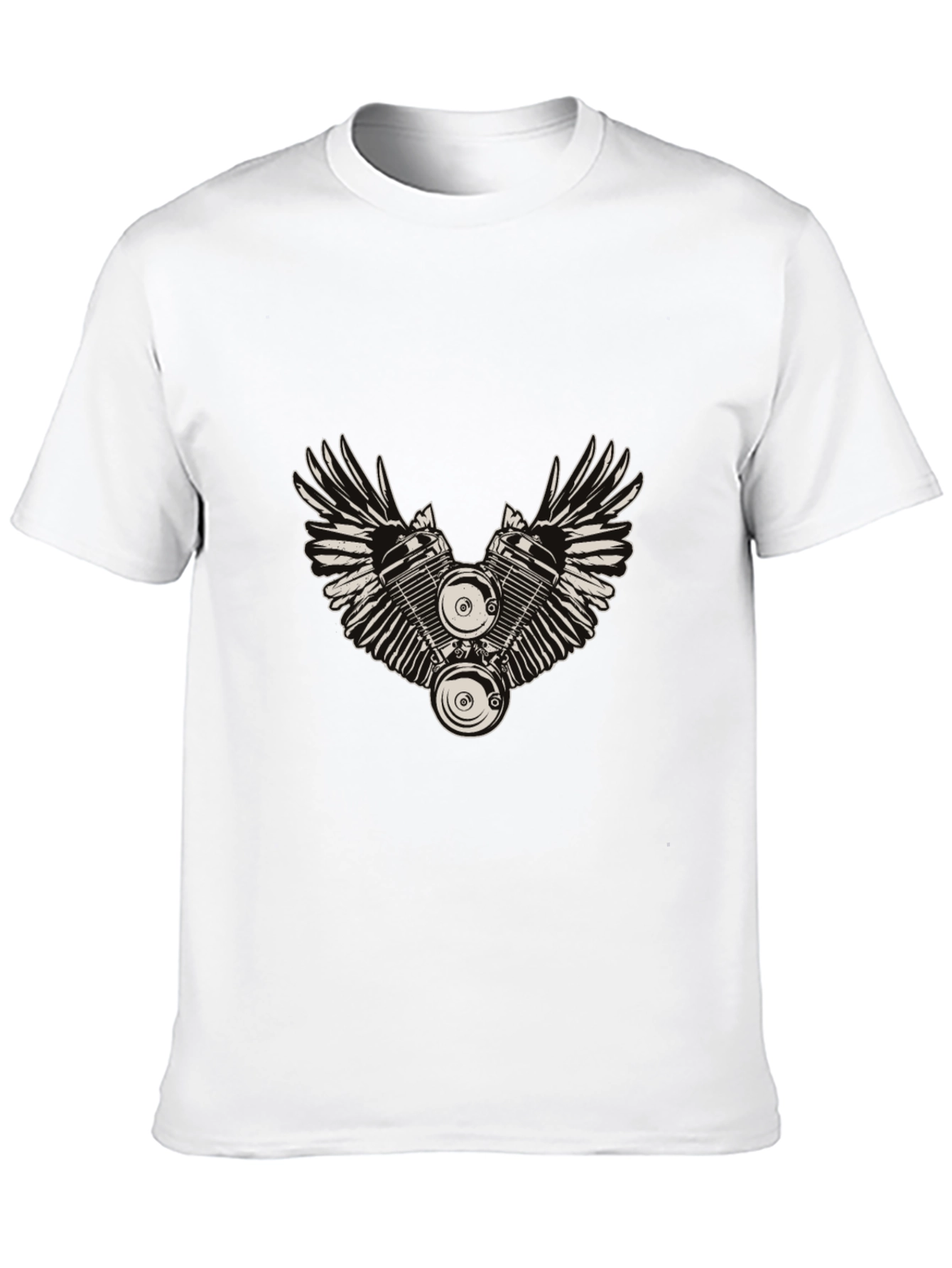 Winged Engine Graphic T-Shirt - Black Cotton