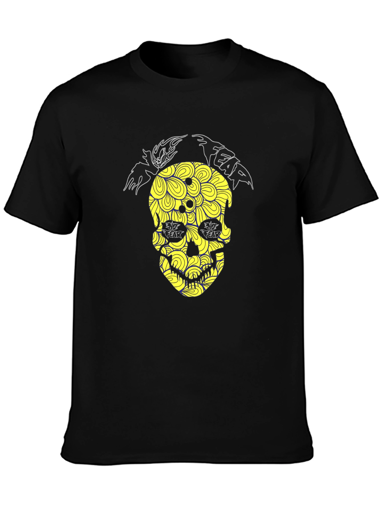 Fear Skull Graphic Print Black T-Shirt