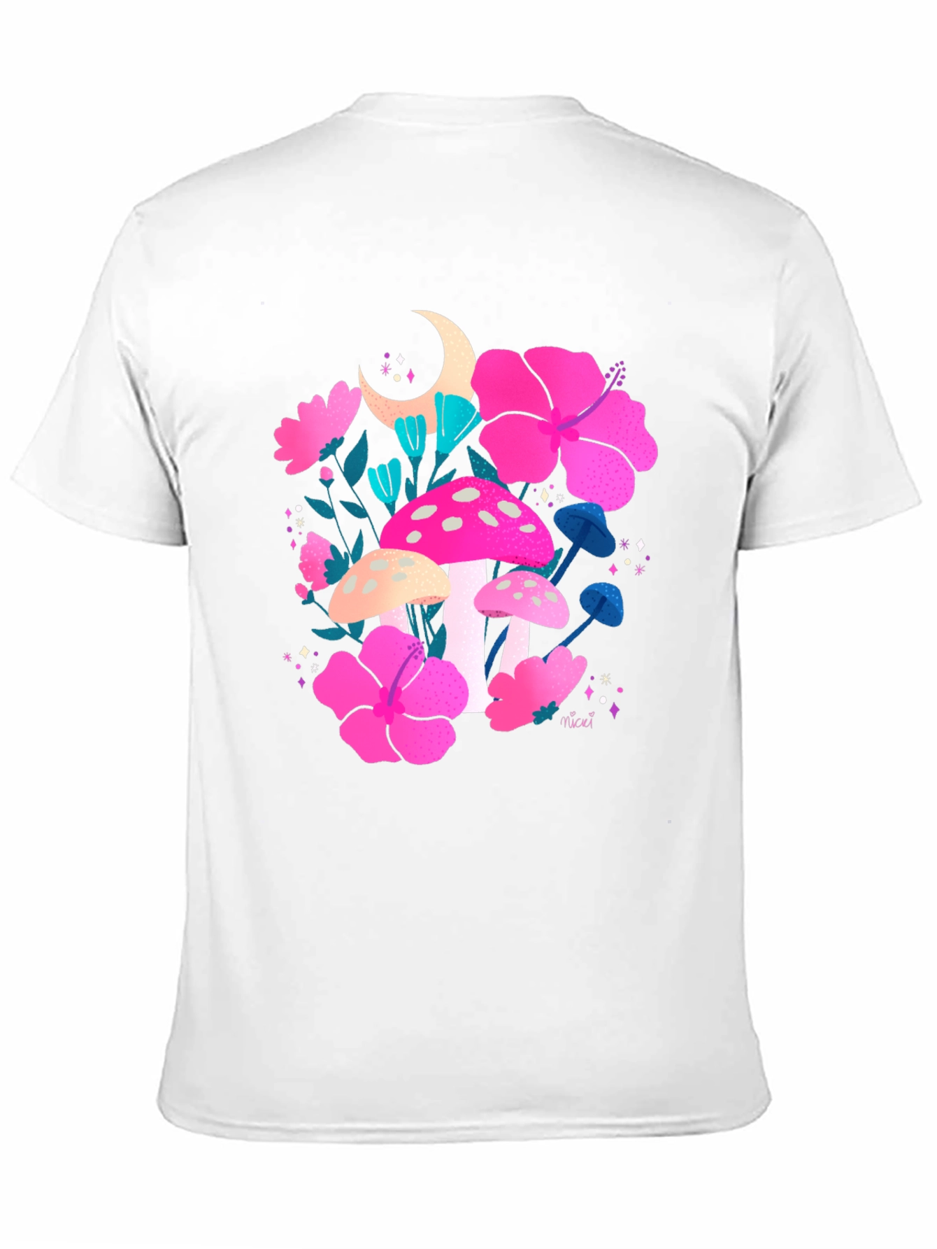 Floral Mushroom Graphic Tee - Trendy Black T-Shirt