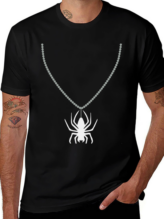 Spider Necklace Graphic Tee - Creepy Cool Style