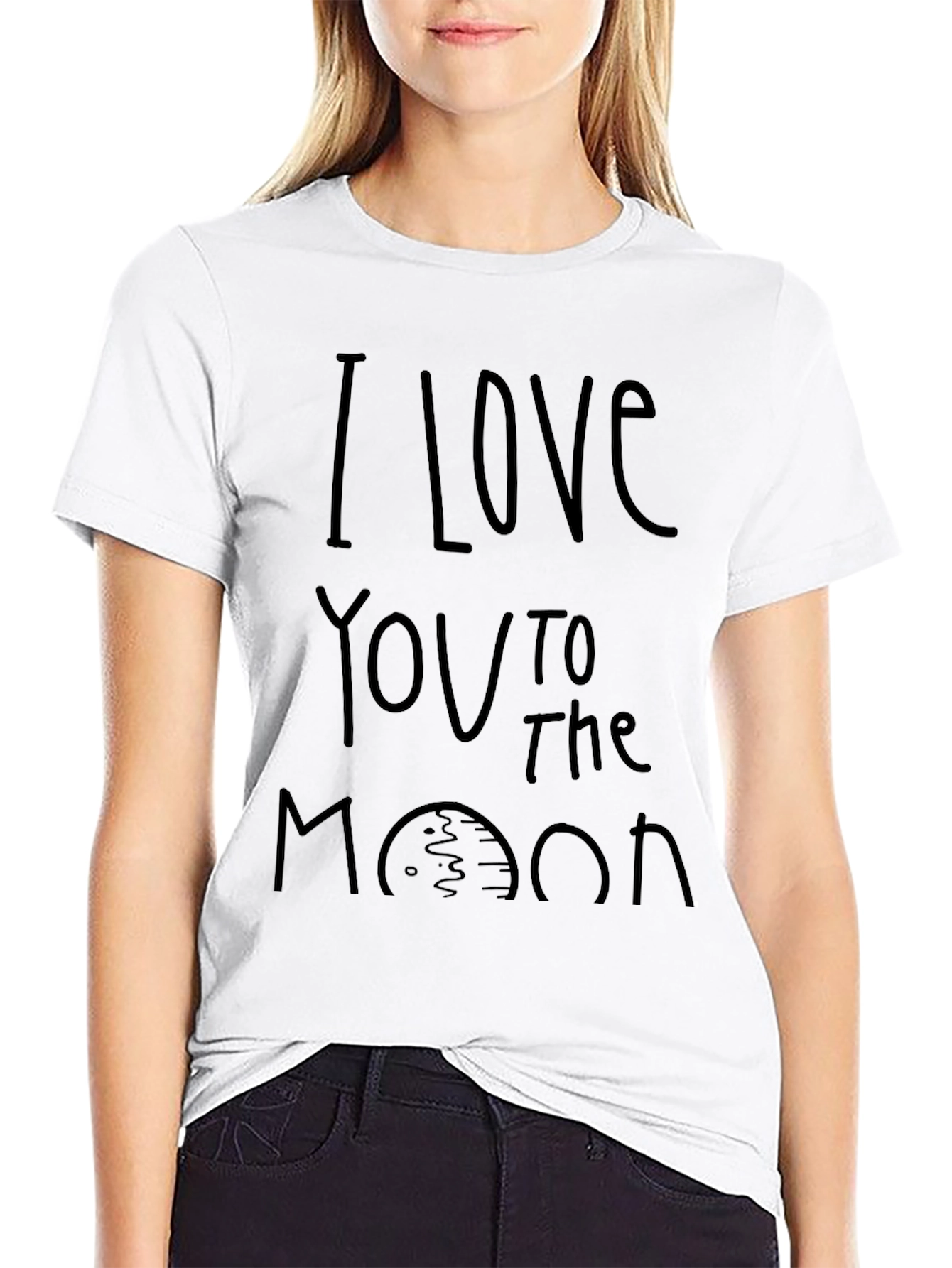 I Love You To The Moon Black Tee