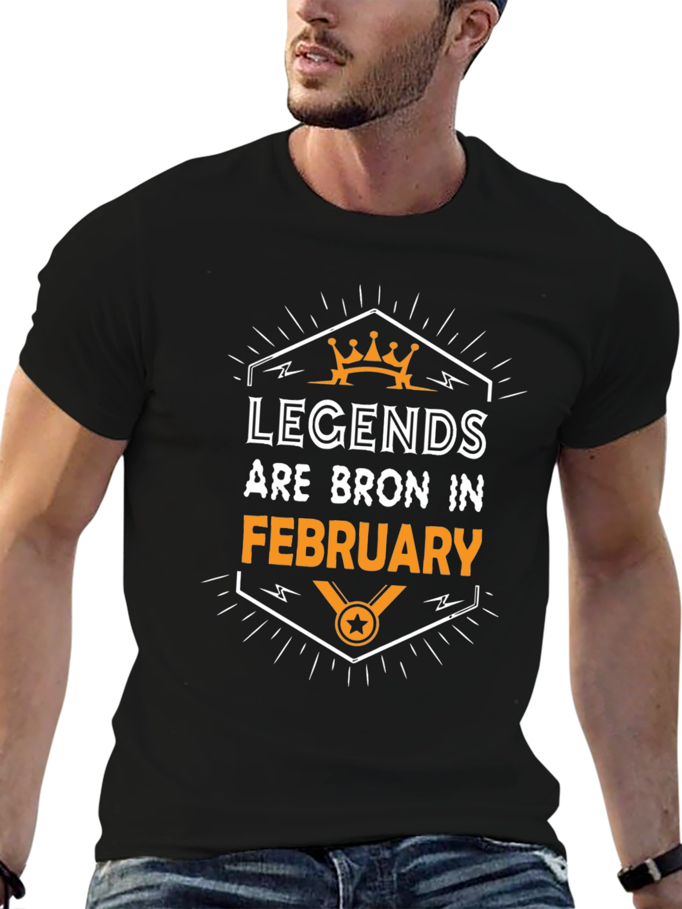 Legends Are Born in February Black T-Shirt