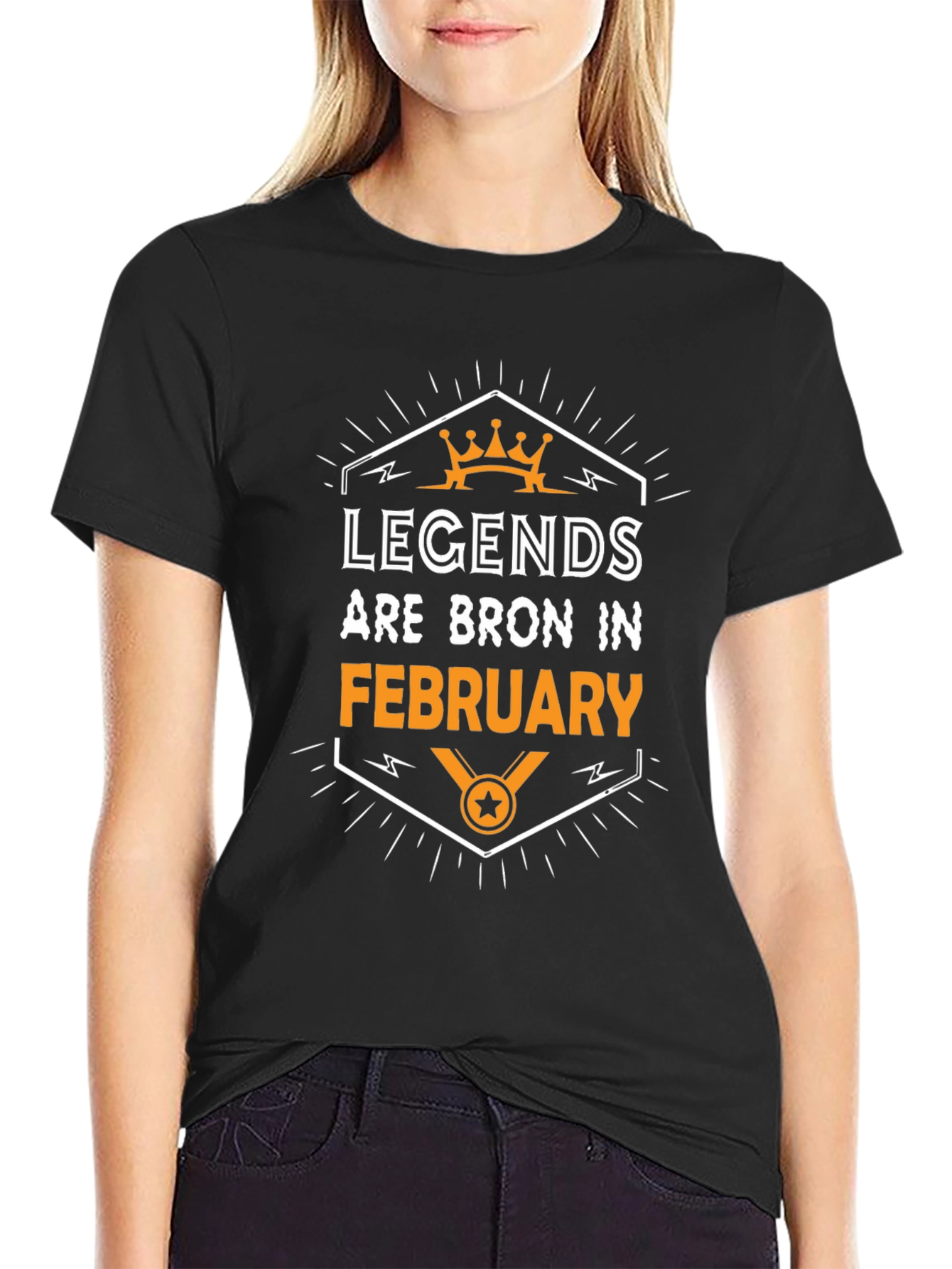 Legends Are Born in February Black T-Shirt