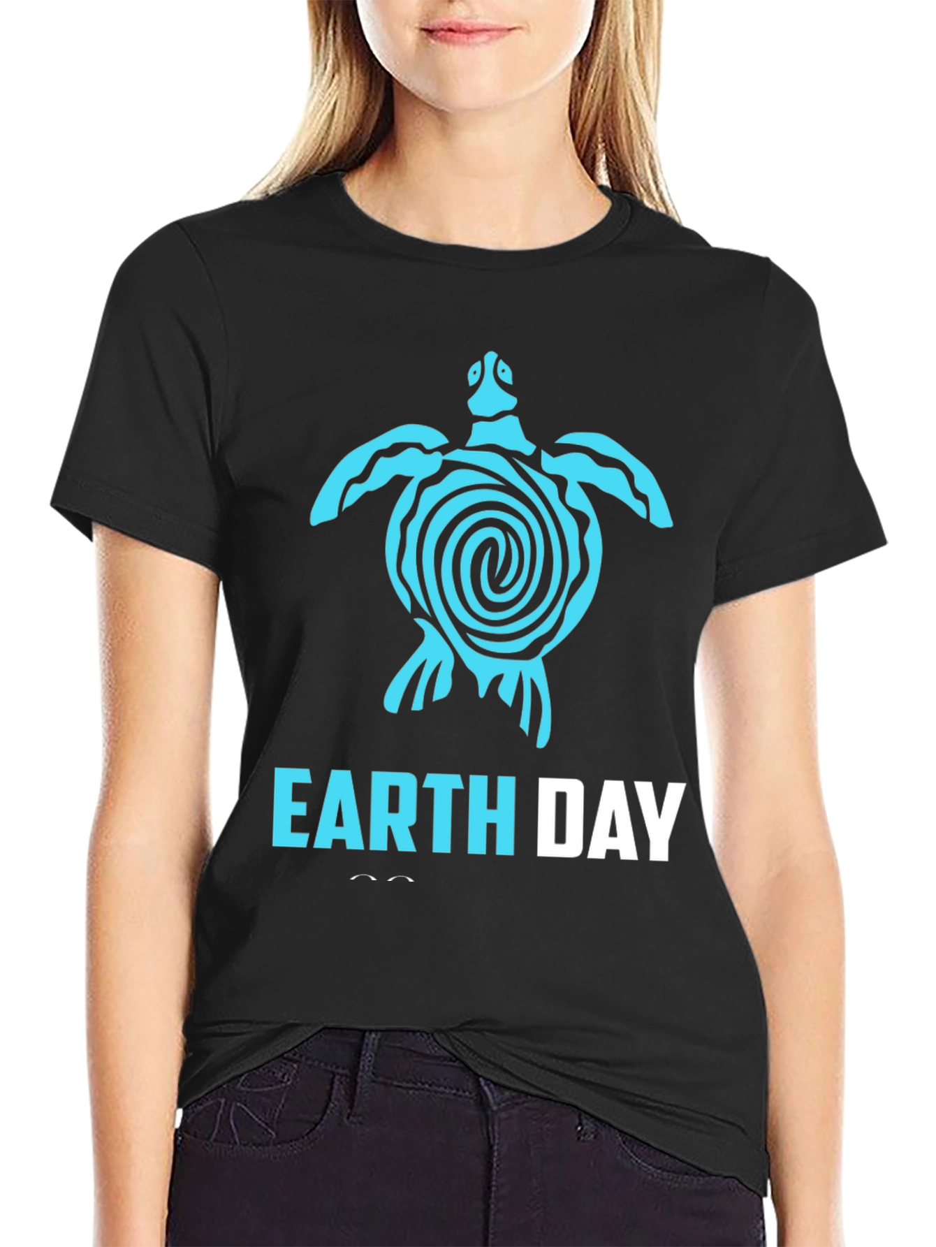 Earth Day Turtle T-Shirt - Black Cotton Tee