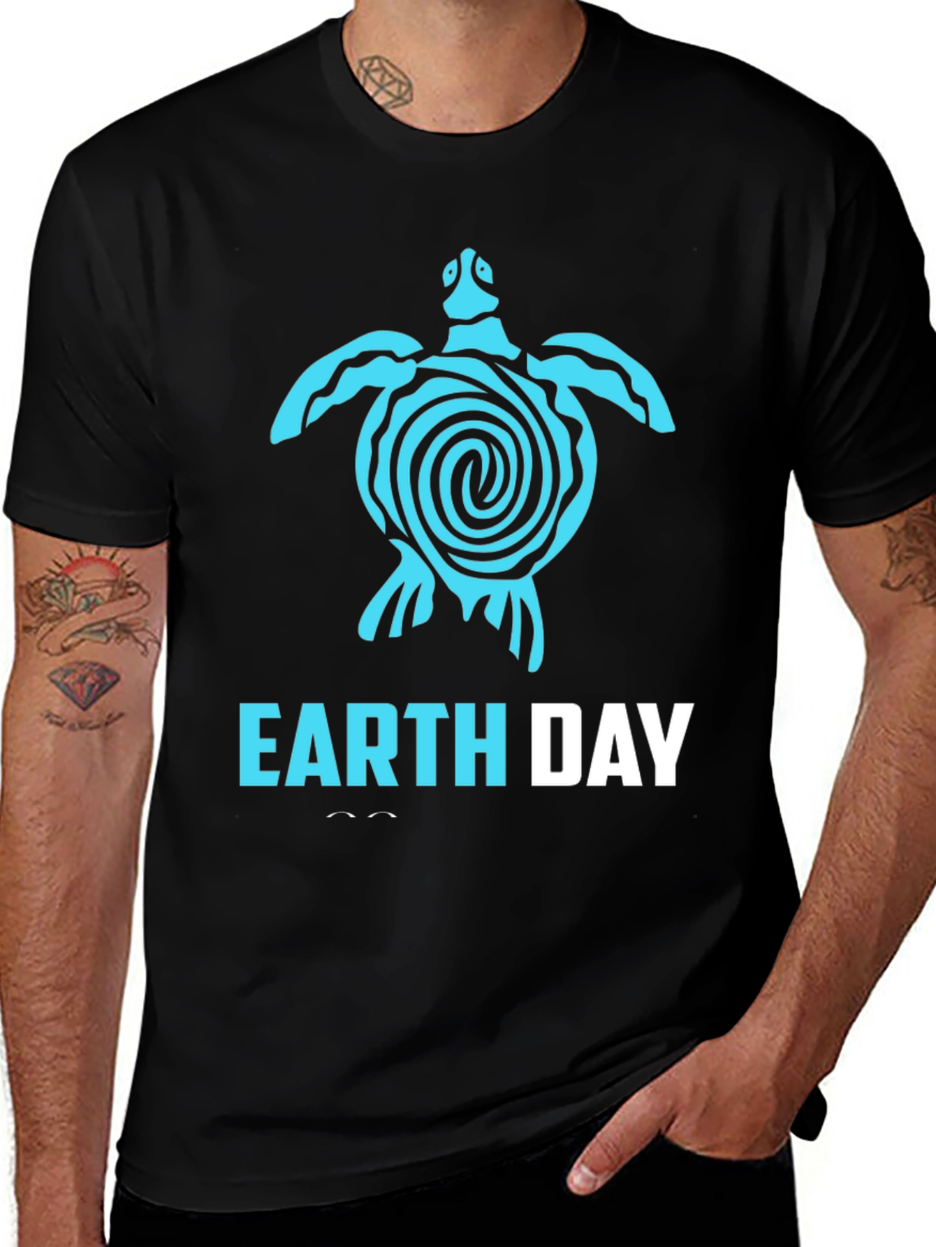 Earth Day Turtle T-Shirt - Black Cotton Tee