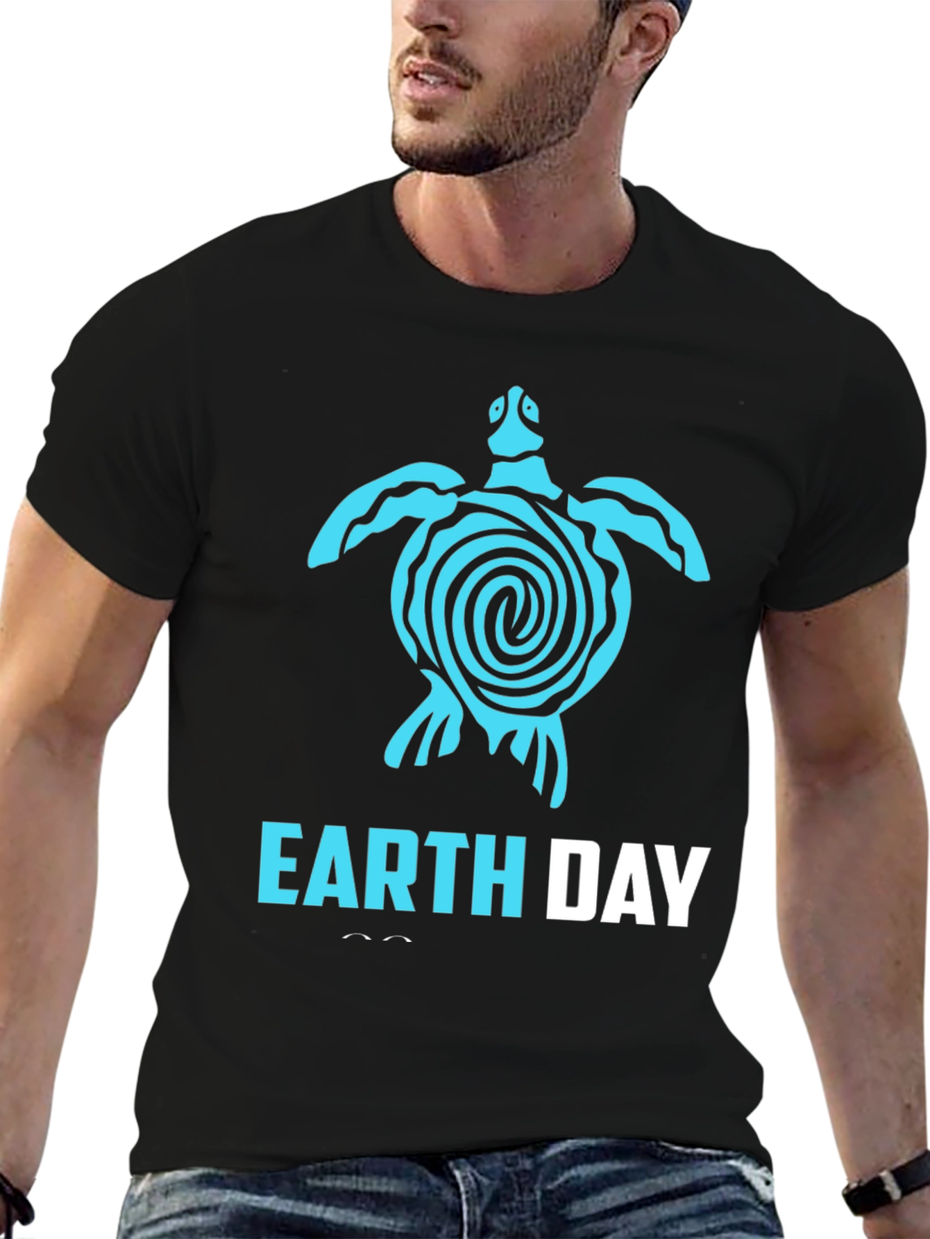 Earth Day Turtle T-Shirt - Black Cotton Tee