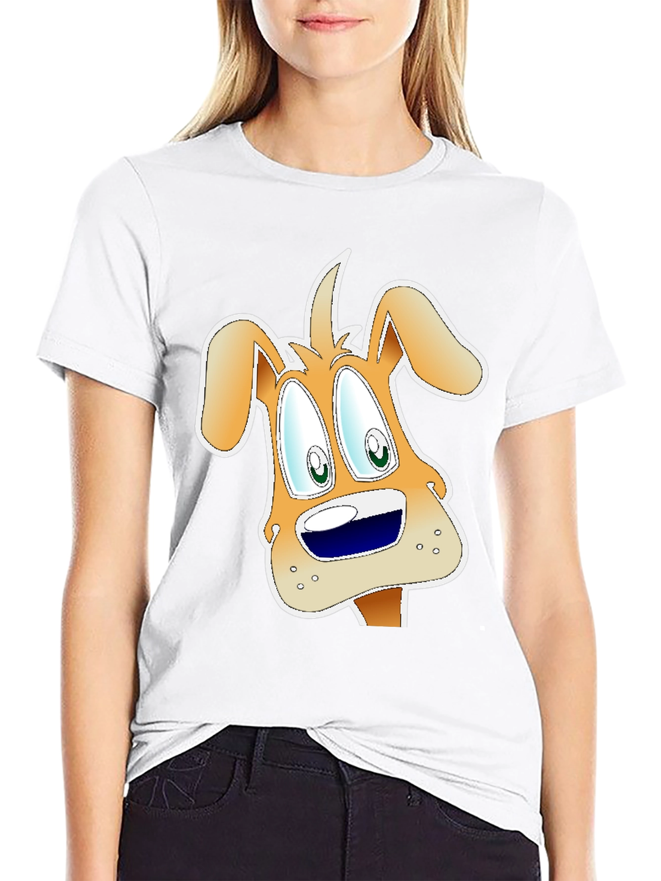 Cartoon Dog Graphic Black T-Shirt