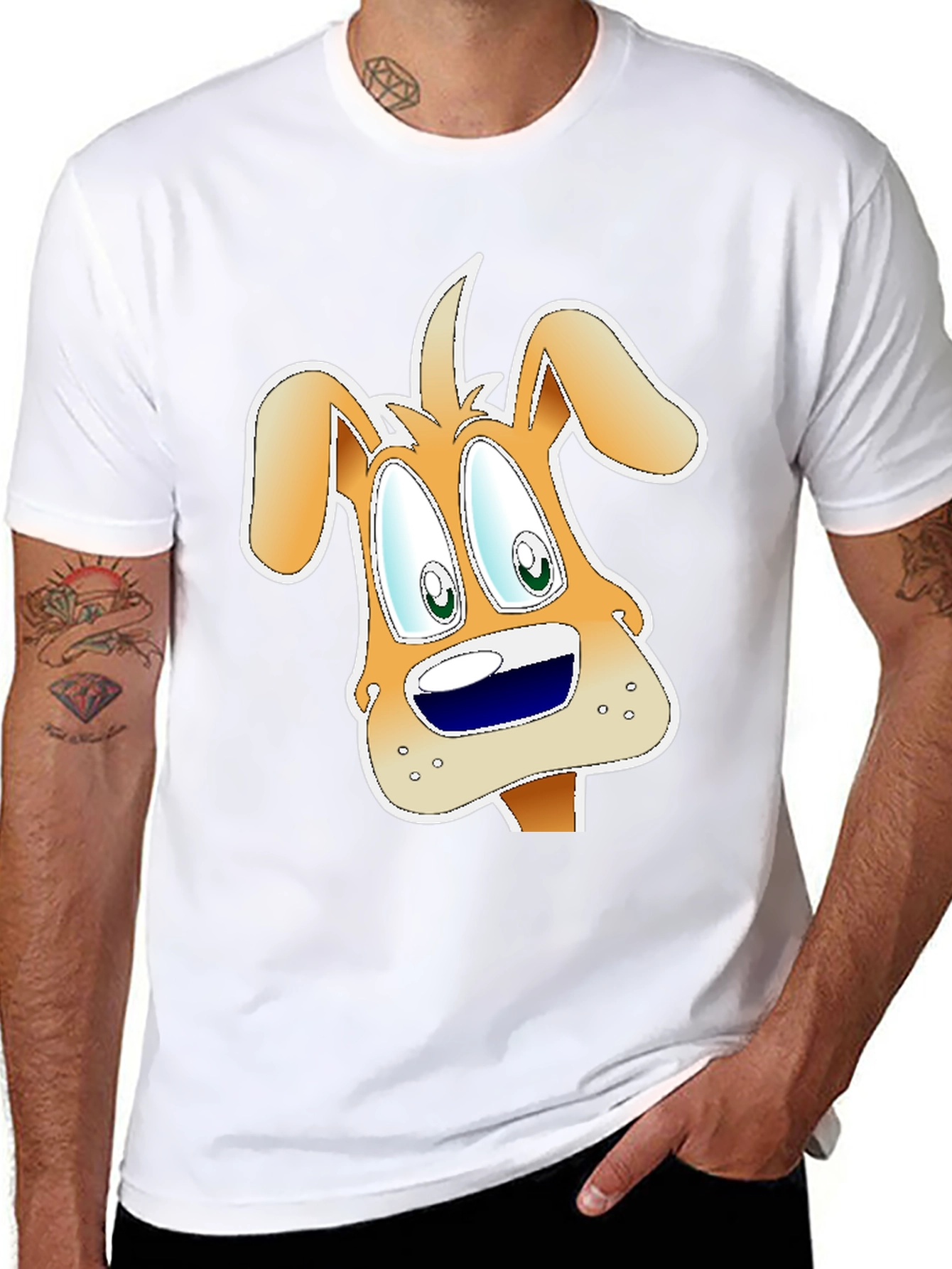 Cartoon Dog Graphic Black T-Shirt