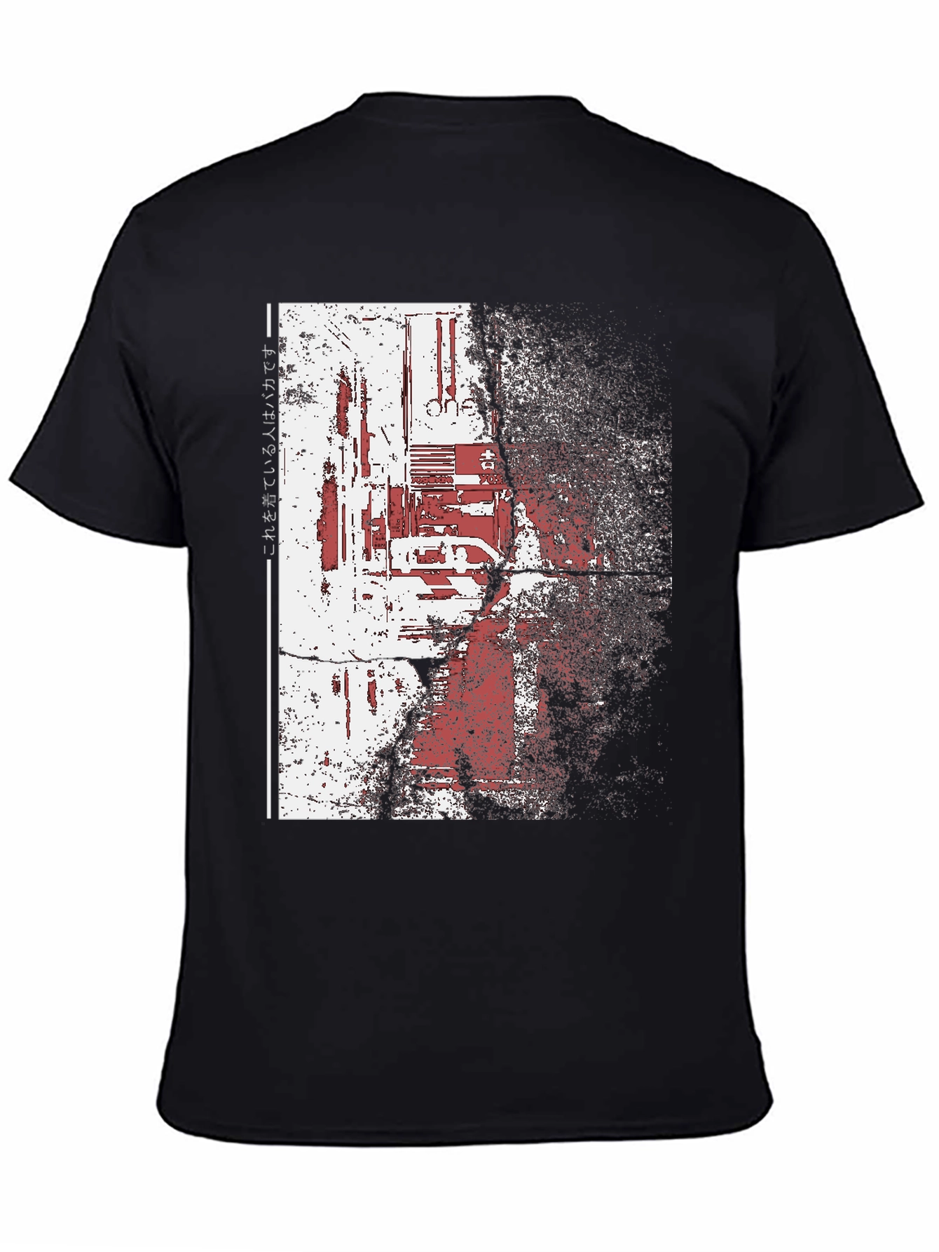 Distressed Cyberpunk Graphic Print Black T-Shirt