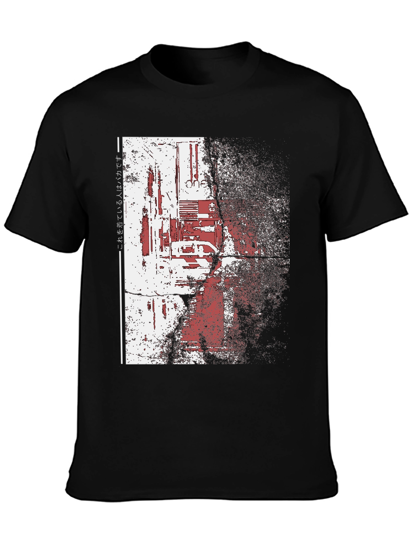 Distressed Cyberpunk Graphic Print Black T-Shirt