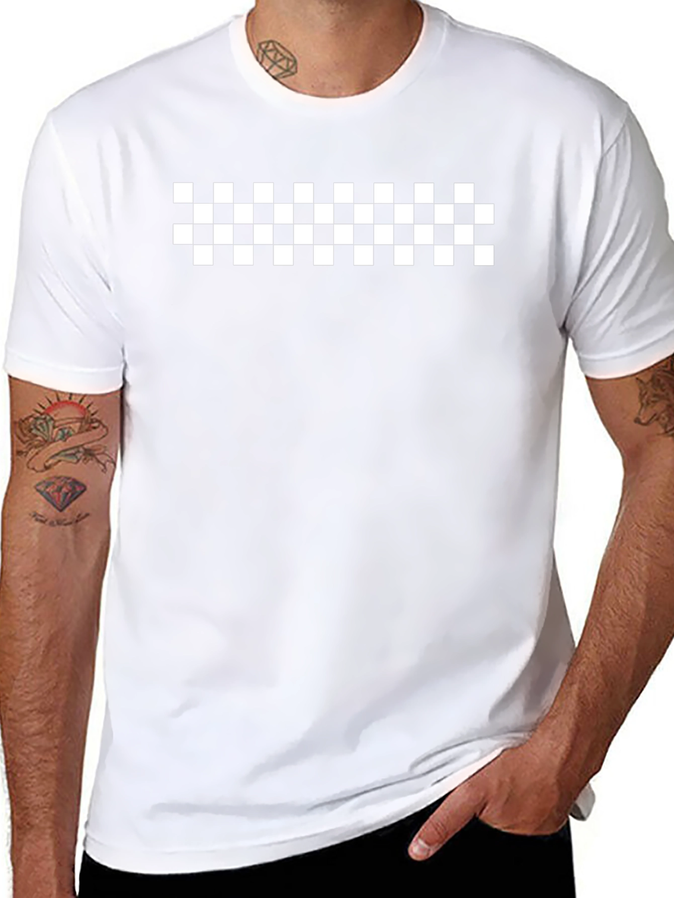 Checkered Pattern Black T-Shirt