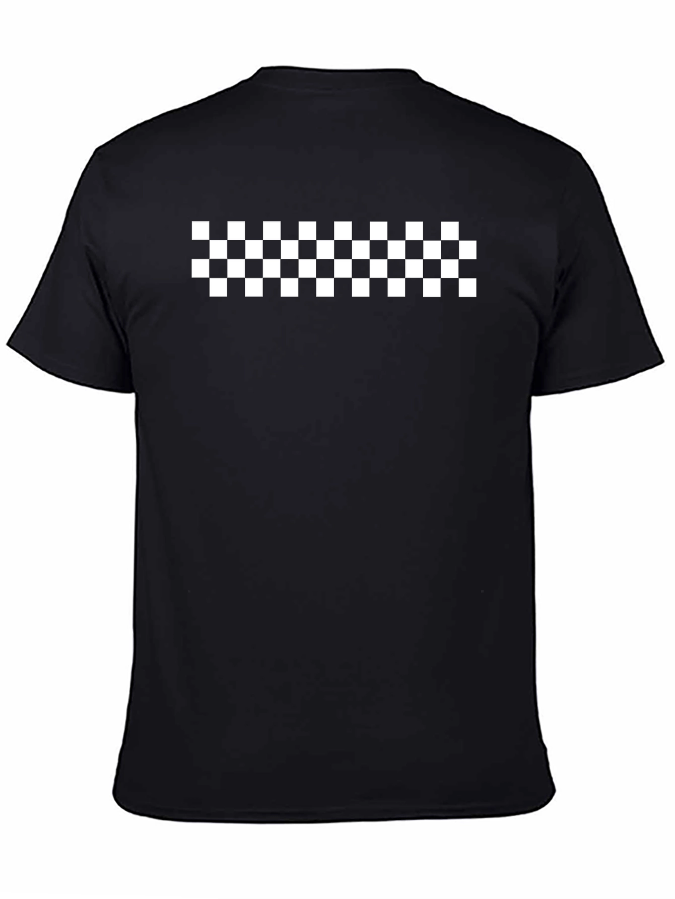 Checkered Pattern Black T-Shirt