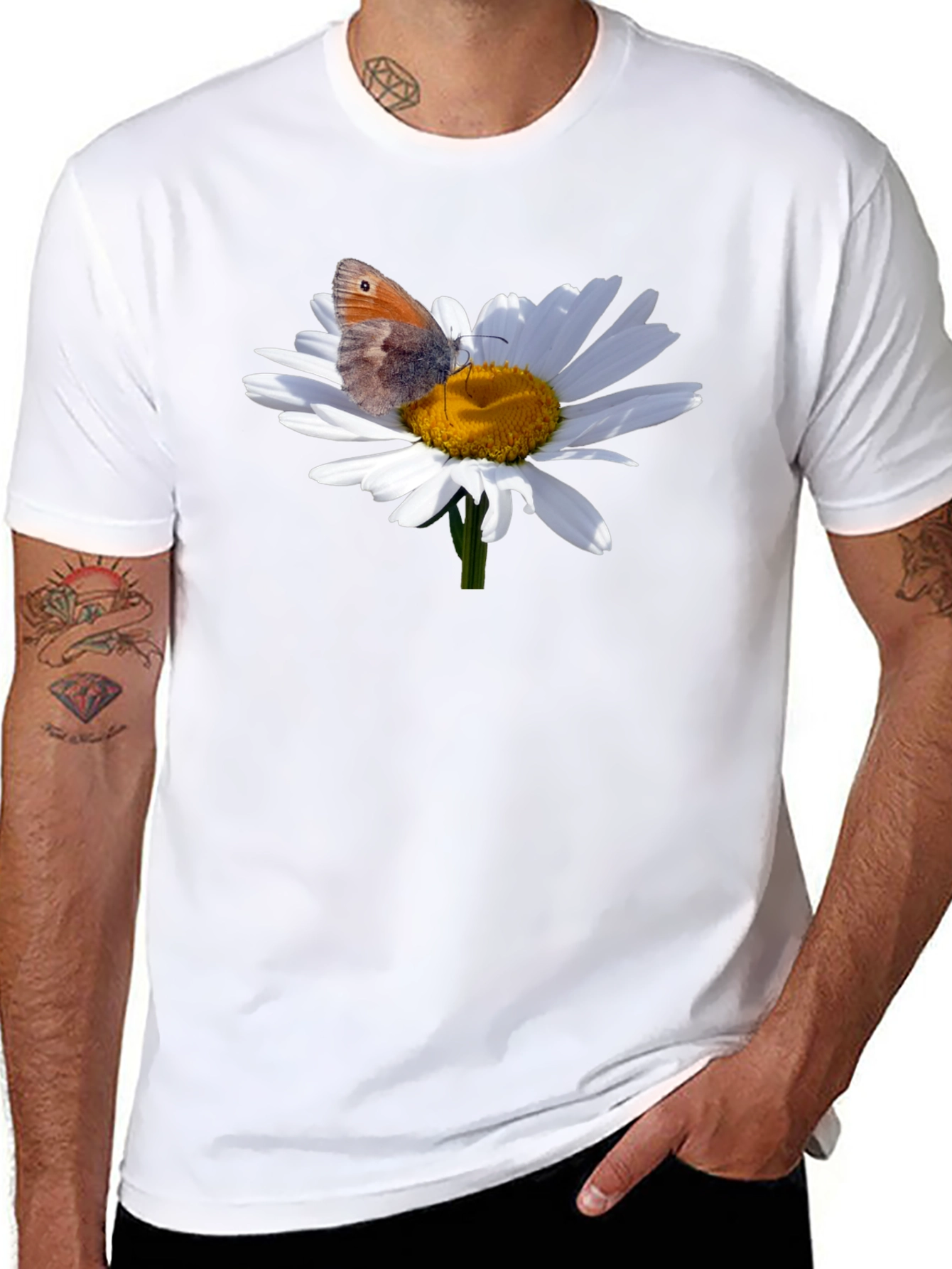 Daisy Butterfly Graphic T-Shirt - Nature Inspired Tee