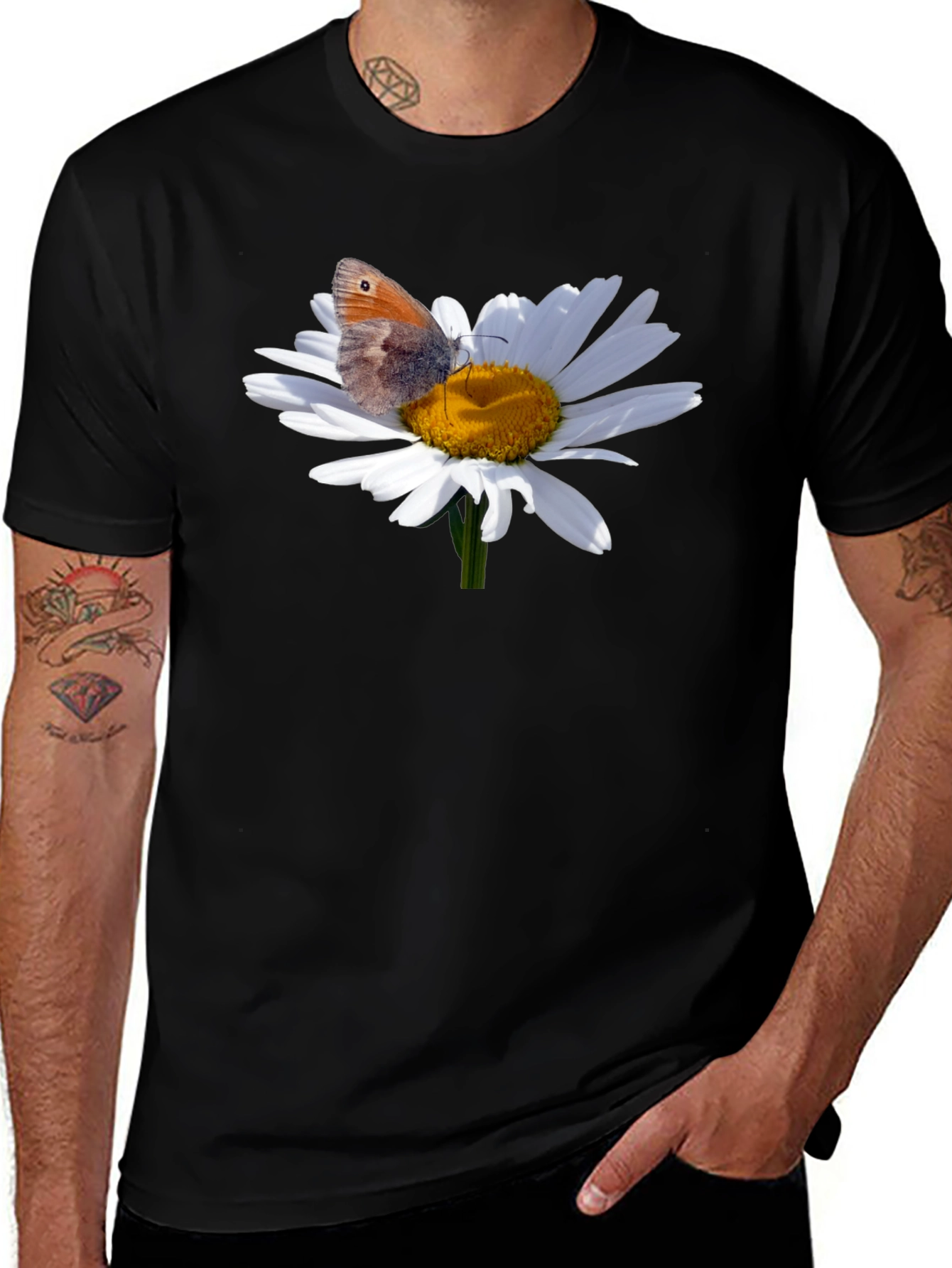 Daisy Butterfly Graphic T-Shirt - Nature Inspired Tee