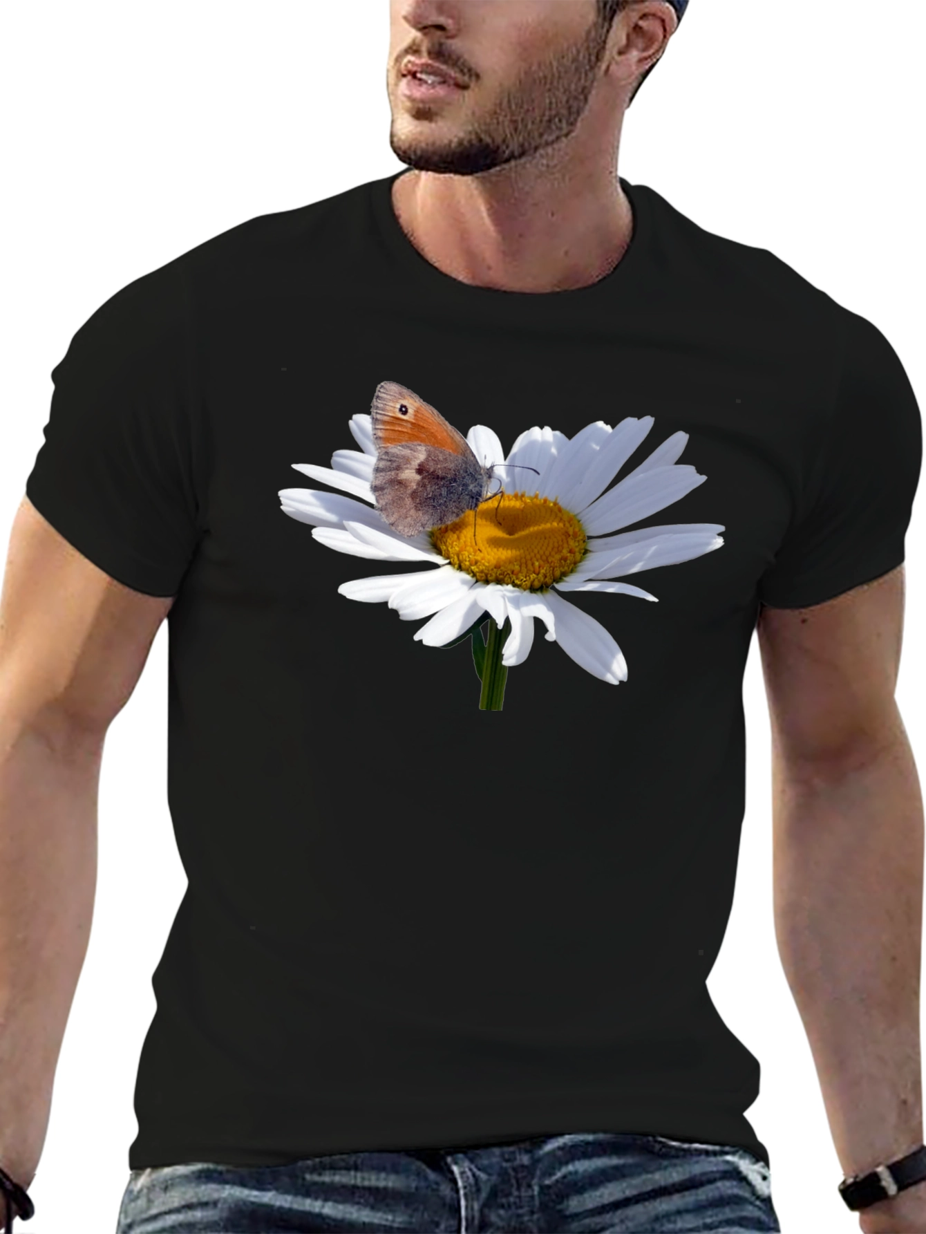Daisy Butterfly Graphic T-Shirt - Nature Inspired Tee