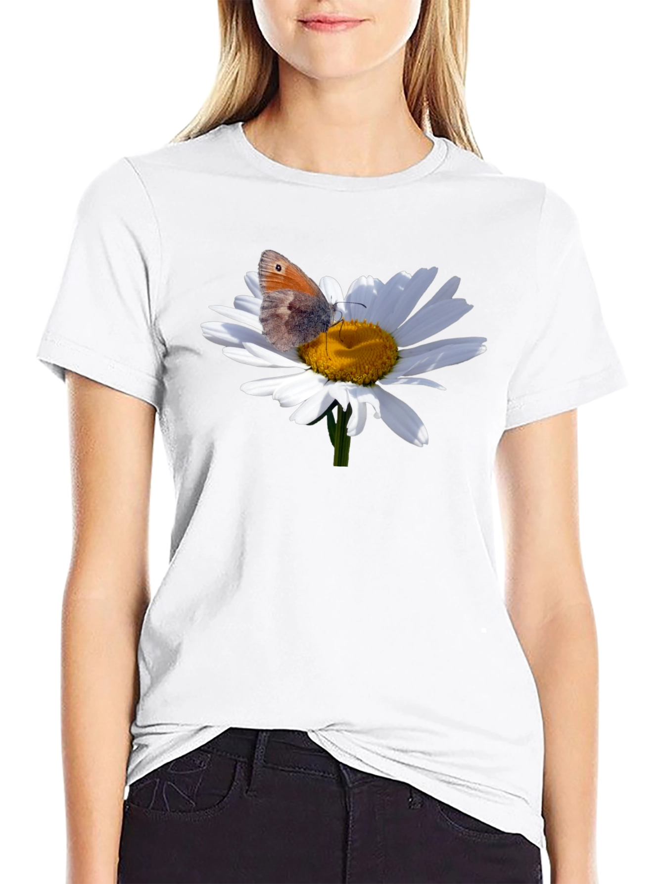 Daisy Butterfly Graphic T-Shirt - Nature Inspired Tee