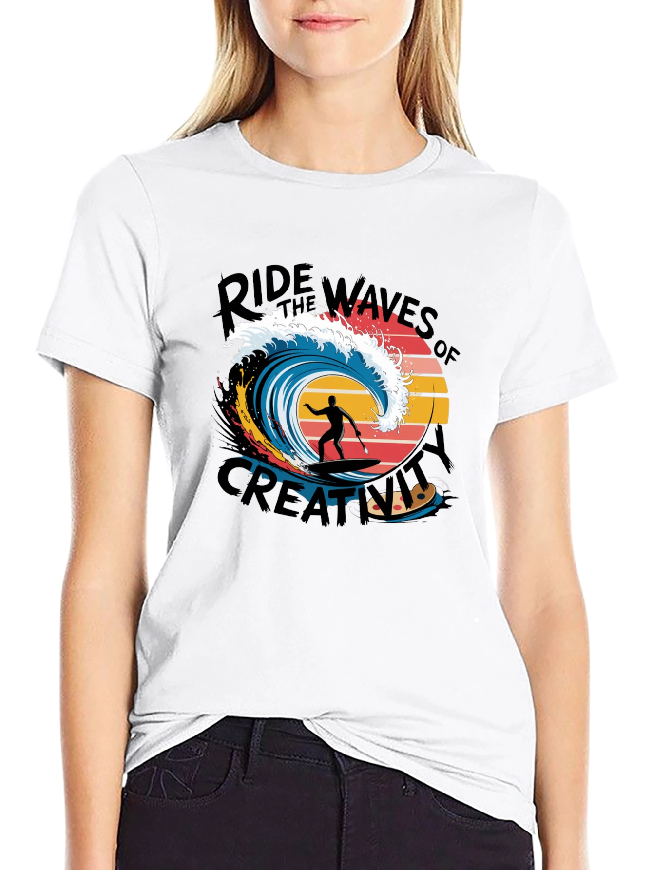 Ride the Waves T-Shirt - Black Graphic Tee
