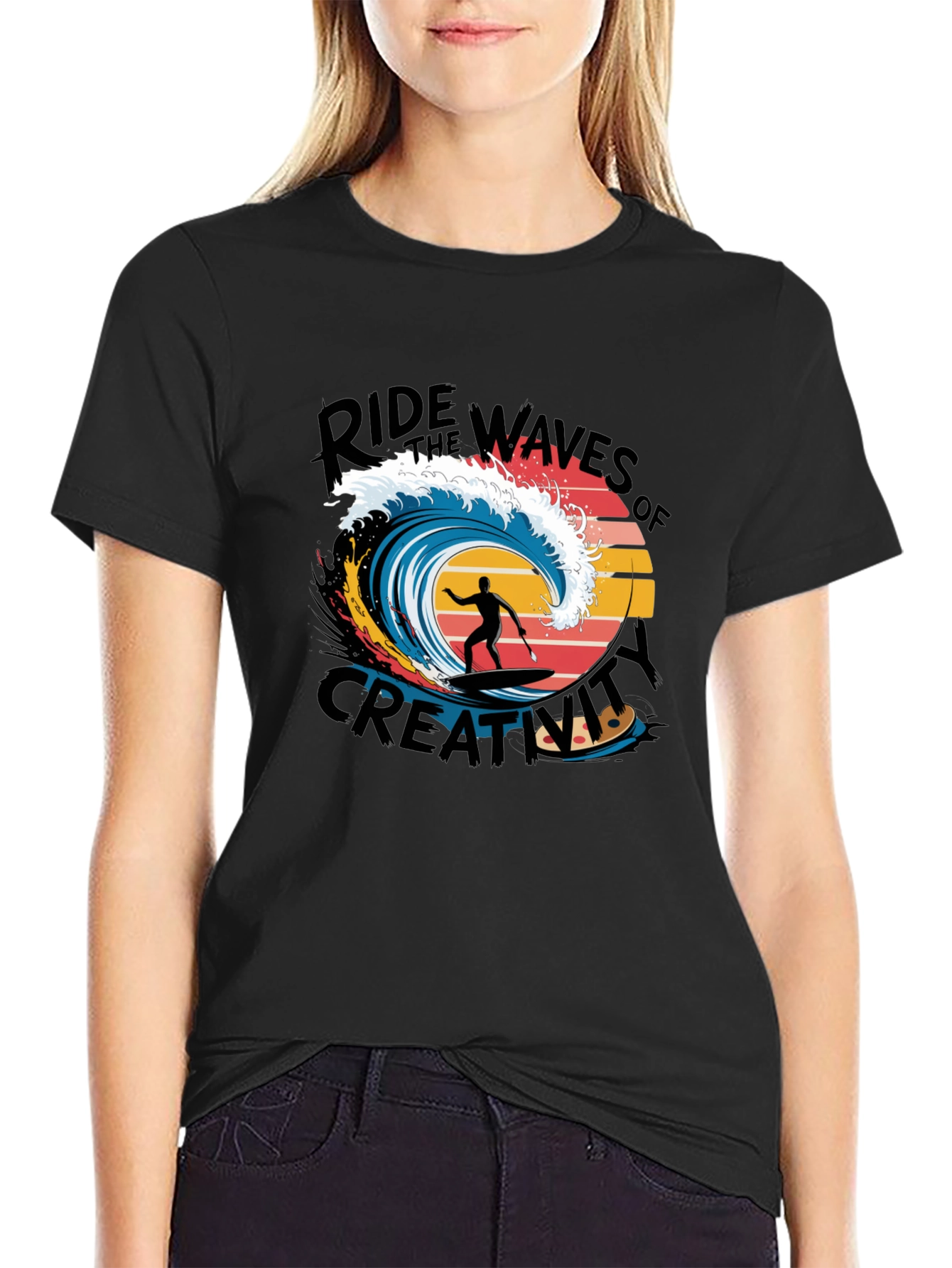 Ride the Waves T-Shirt - Black Graphic Tee