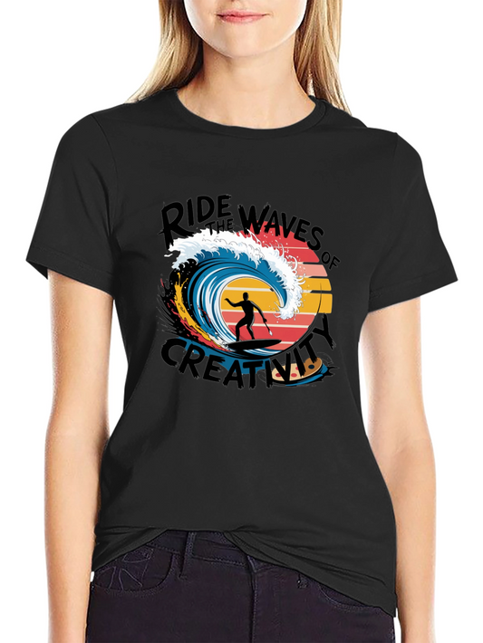 Ride the Waves T-Shirt - Black Graphic Tee
