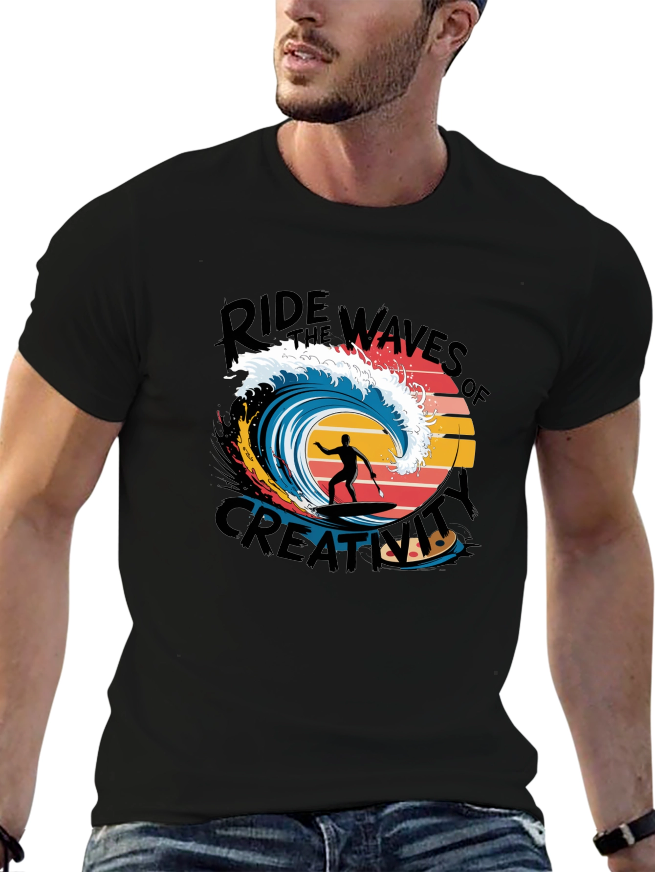 Ride the Waves T-Shirt - Black Graphic Tee