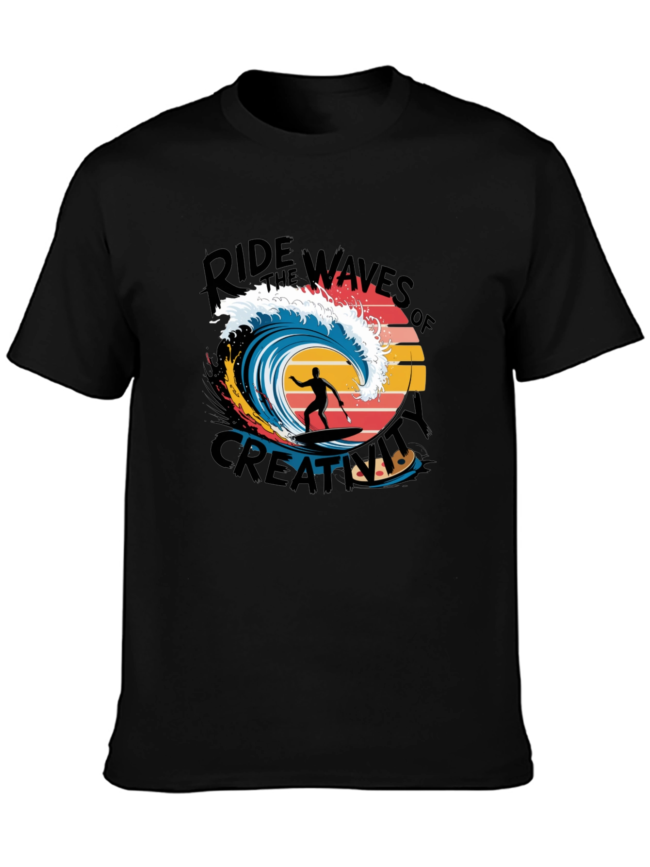 Ride the Waves T-Shirt - Black Graphic Tee
