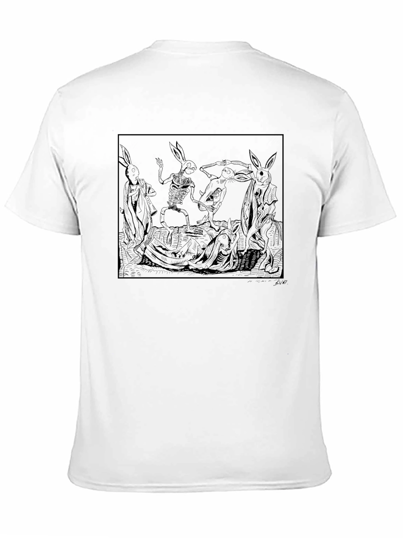Hare Skeleton Dance Graphic Tee - Black