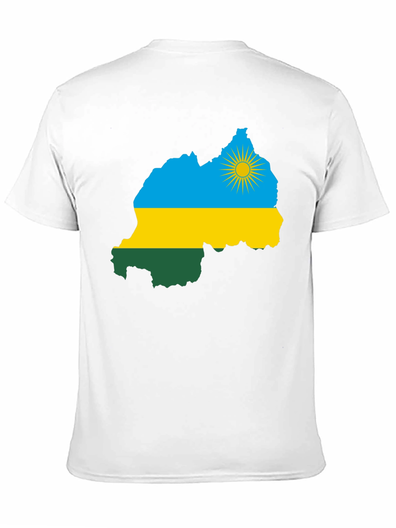 Rwanda Flag Map Black T-Shirt