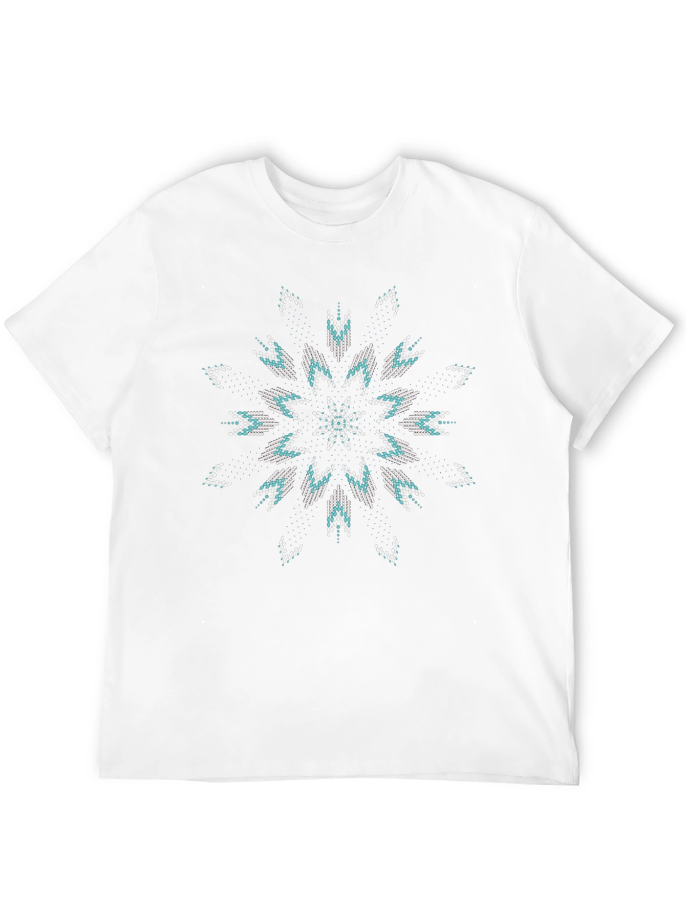 Geometric Beaded Design Black T-Shirt