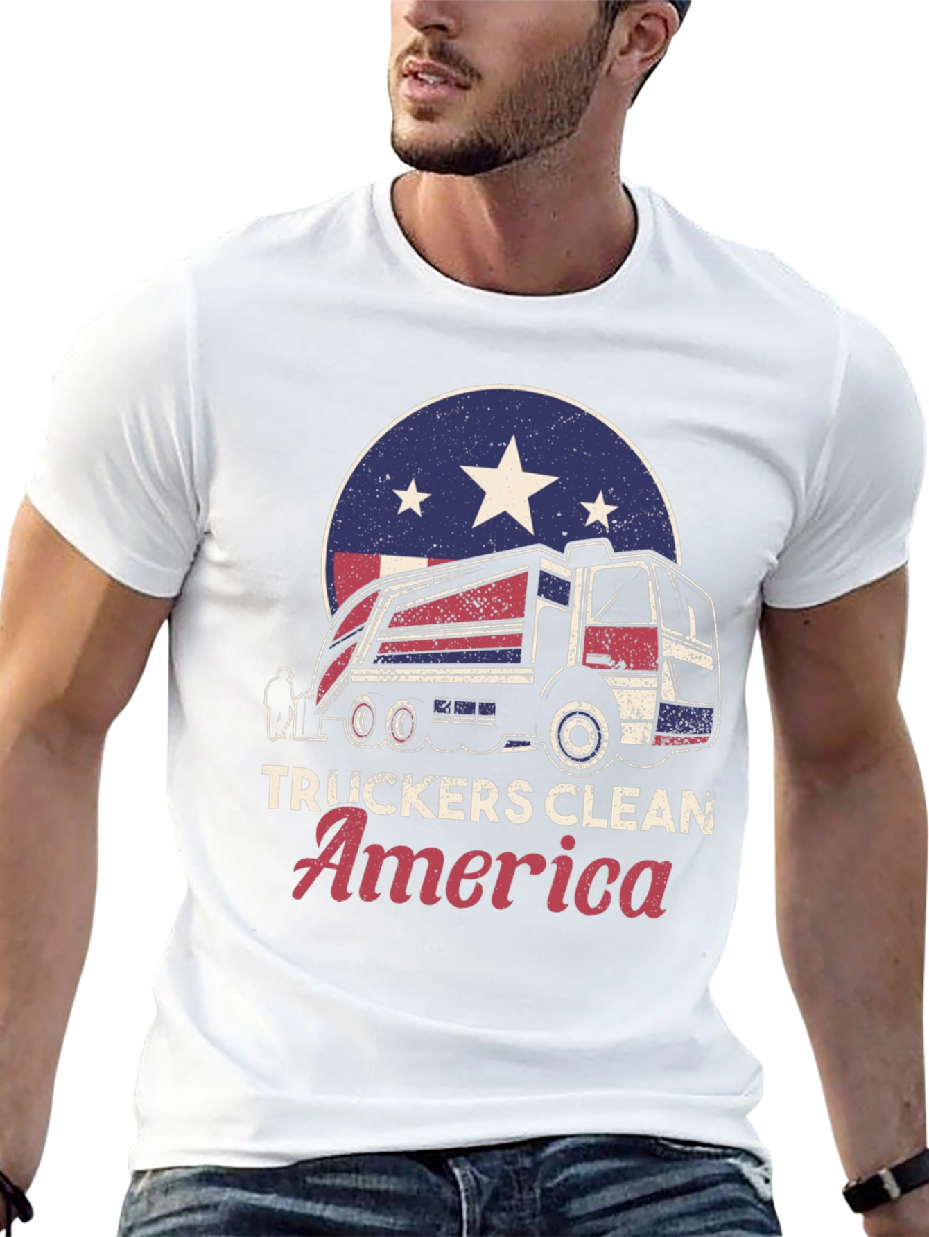 Truckers Clean America Patriotic Graphic Tee