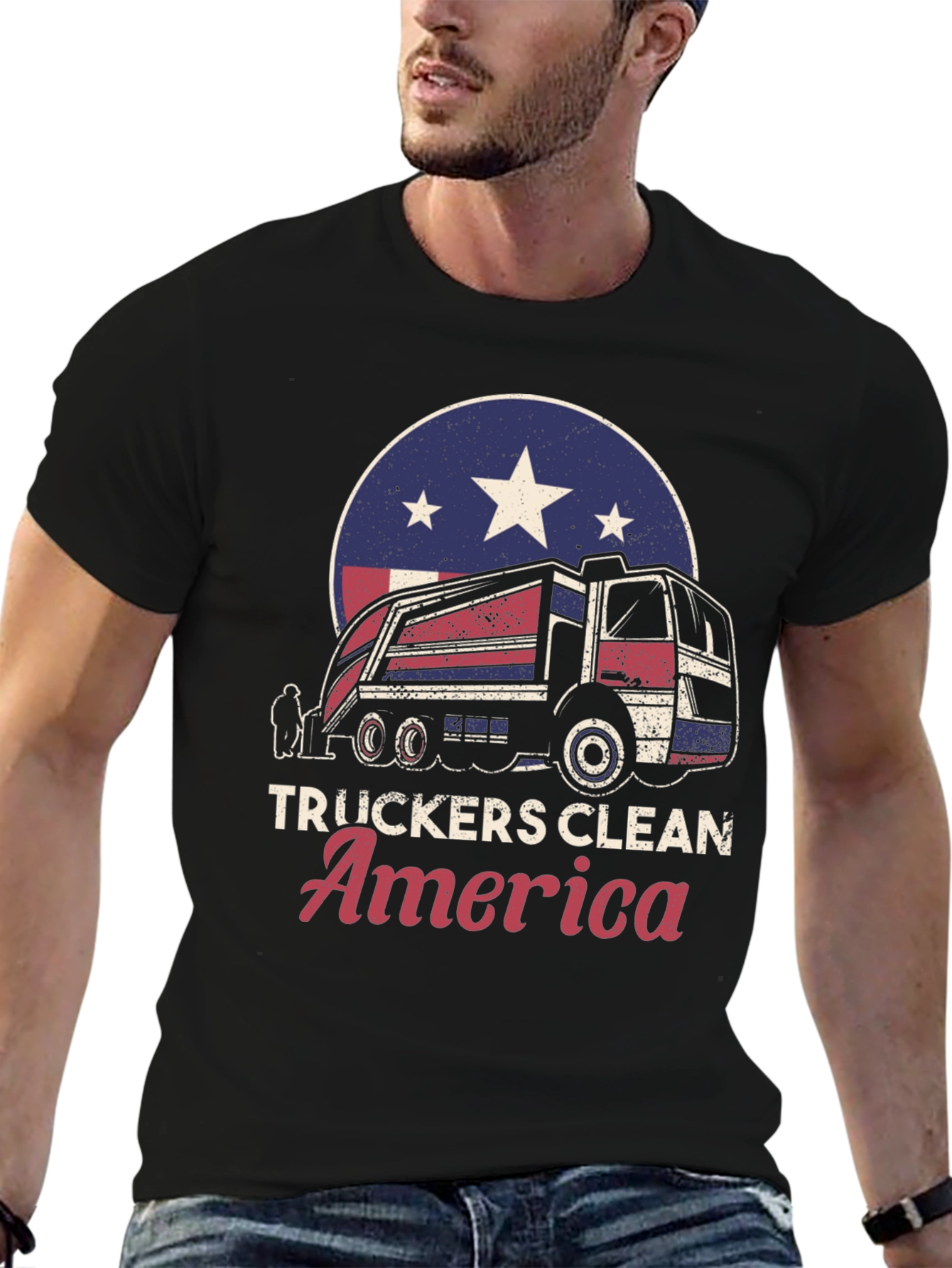 Truckers Clean America Patriotic Graphic Tee