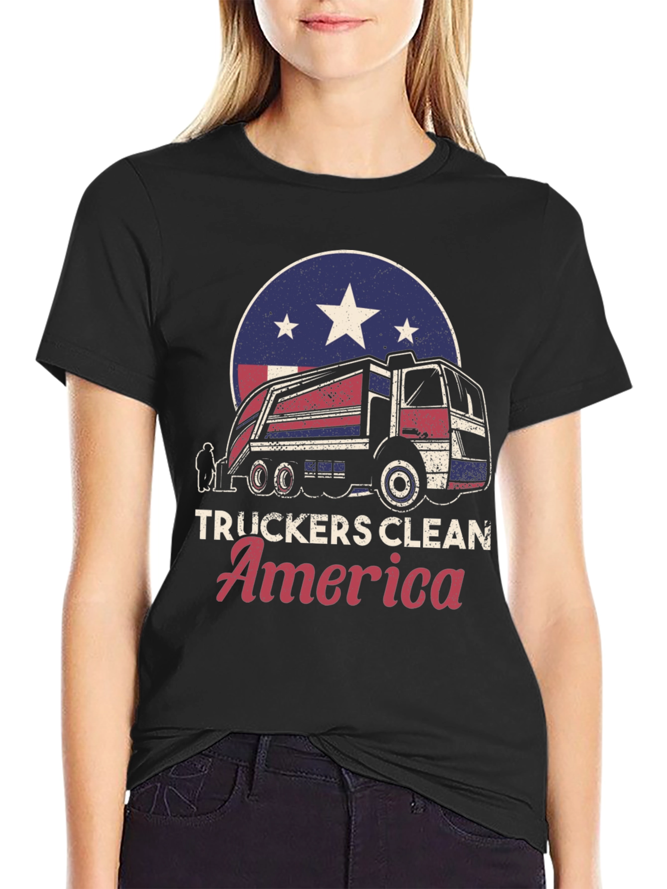 Truckers Clean America Patriotic Graphic Tee