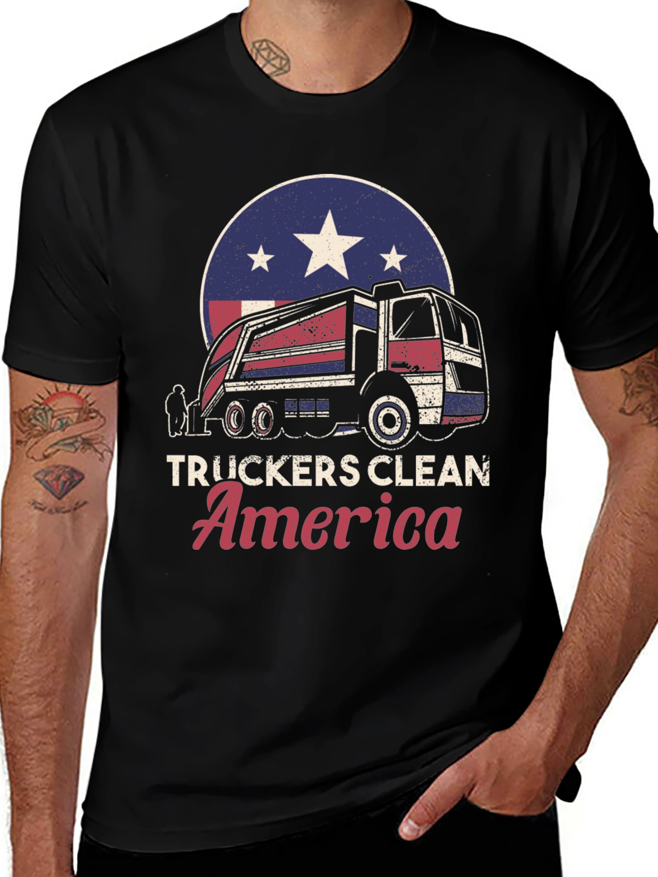 Truckers Clean America Patriotic Graphic Tee