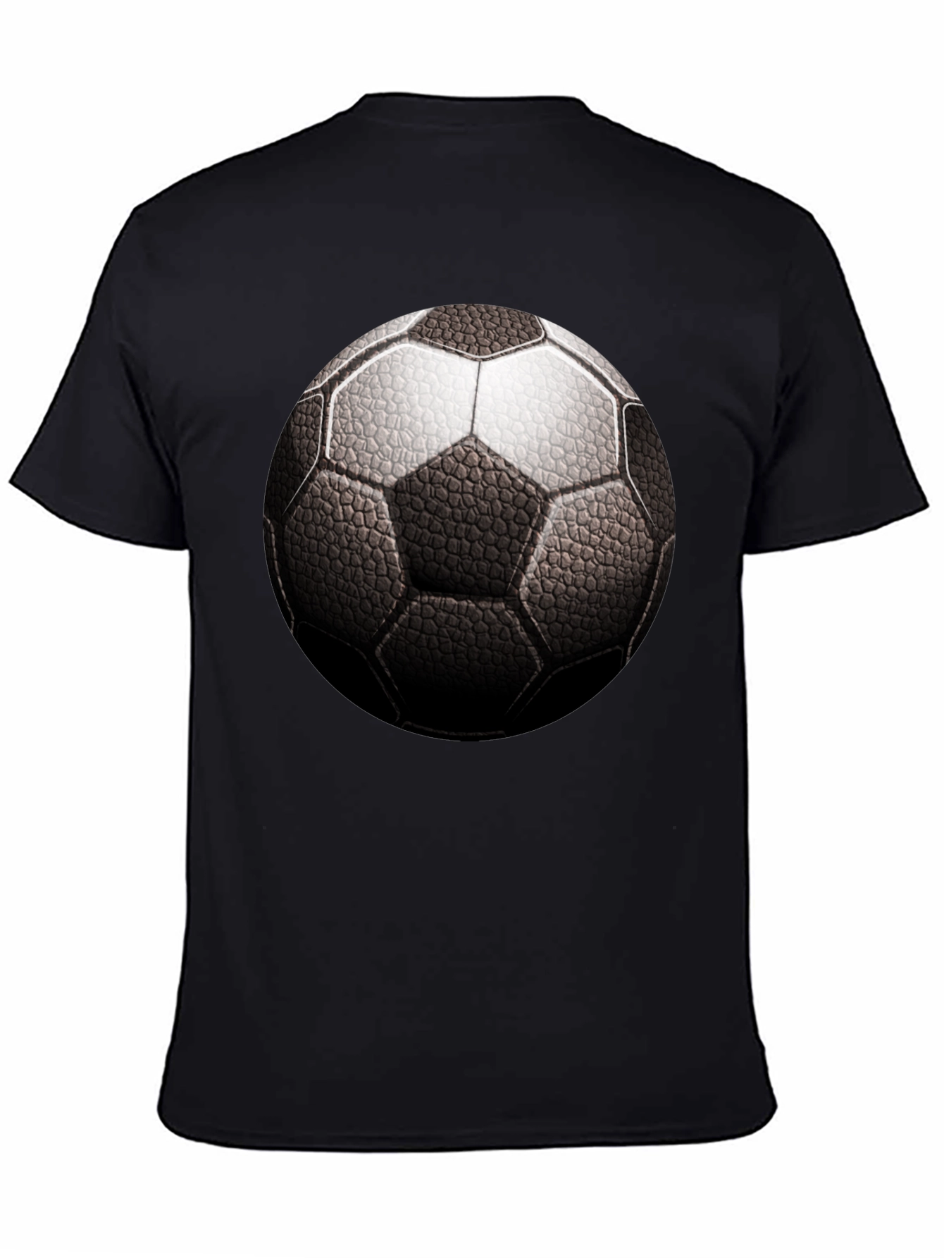 Soccer Ball Graphic Tee - Black Cotton T-Shirt