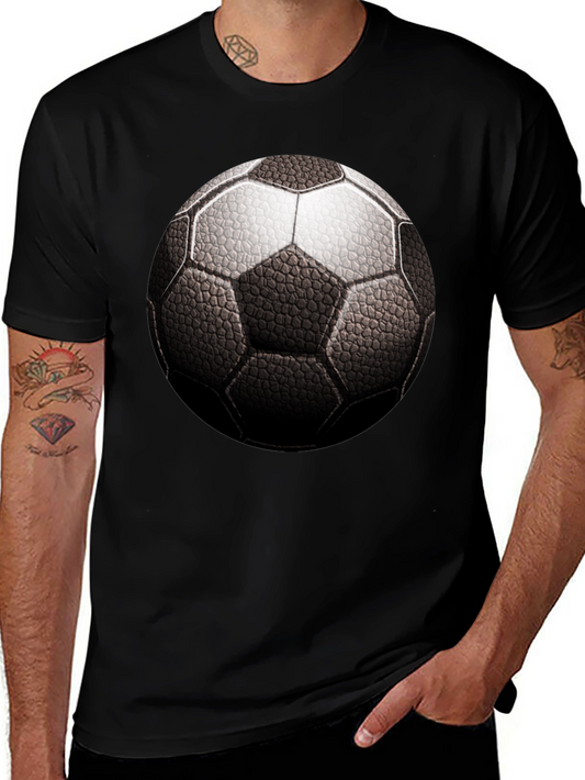 Soccer Ball Graphic Tee - Black Cotton T-Shirt