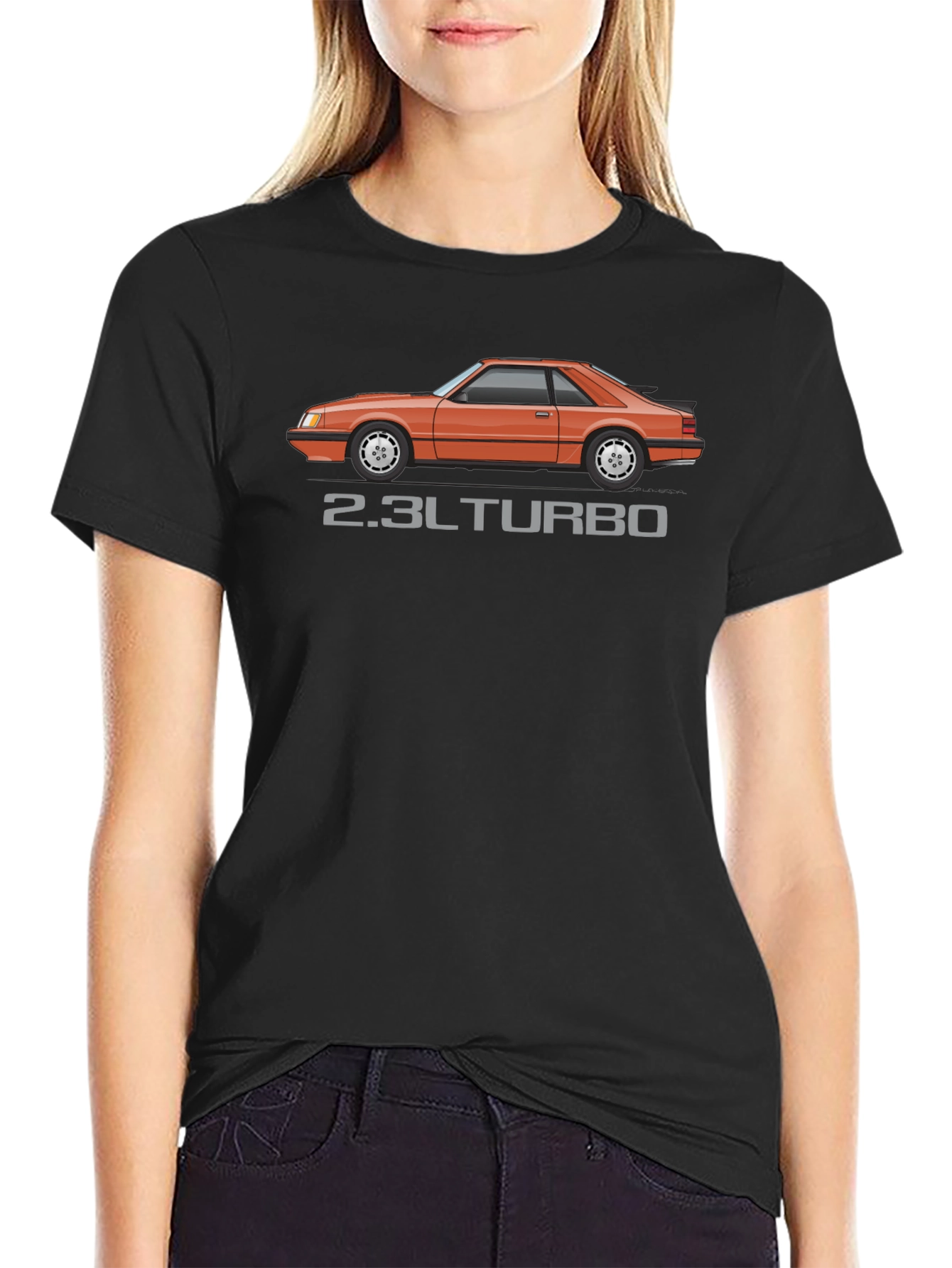 2.3L Turbo Car Graphic Black T-Shirt