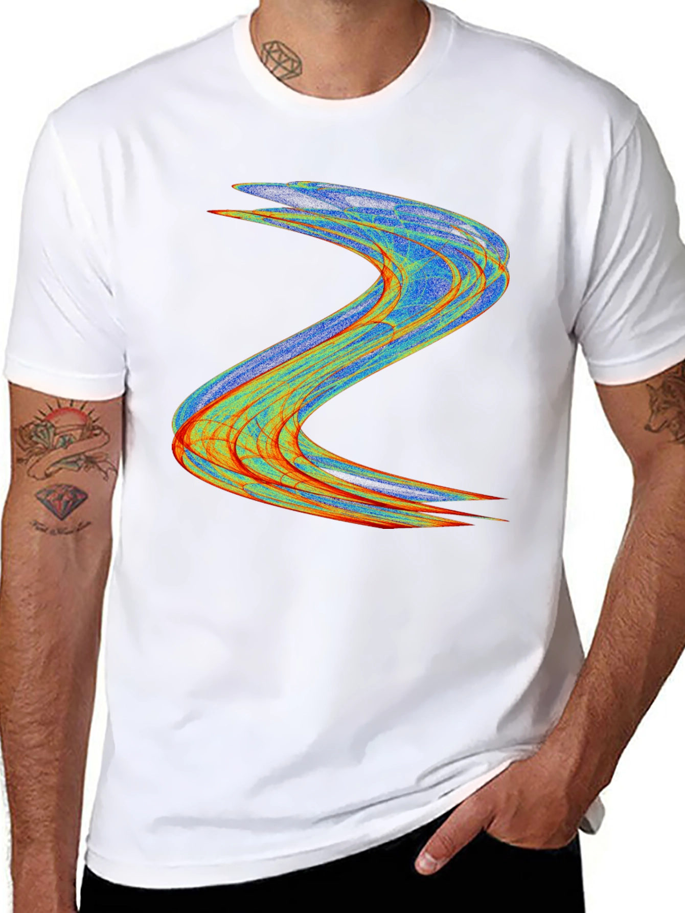 Abstract Wave Design Black T-Shirt